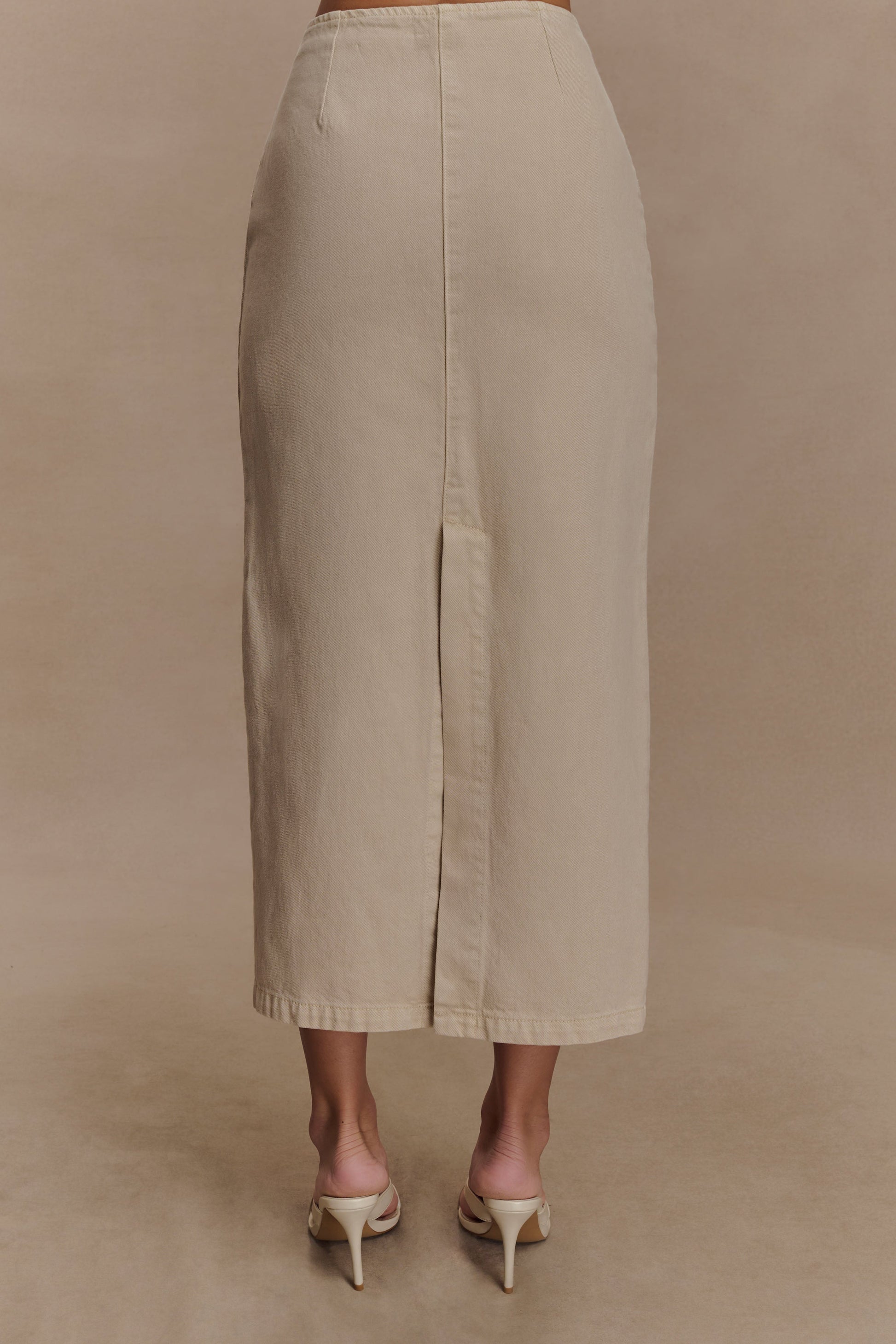 Fallon Denim Midi Skirt - Stone Wash #3