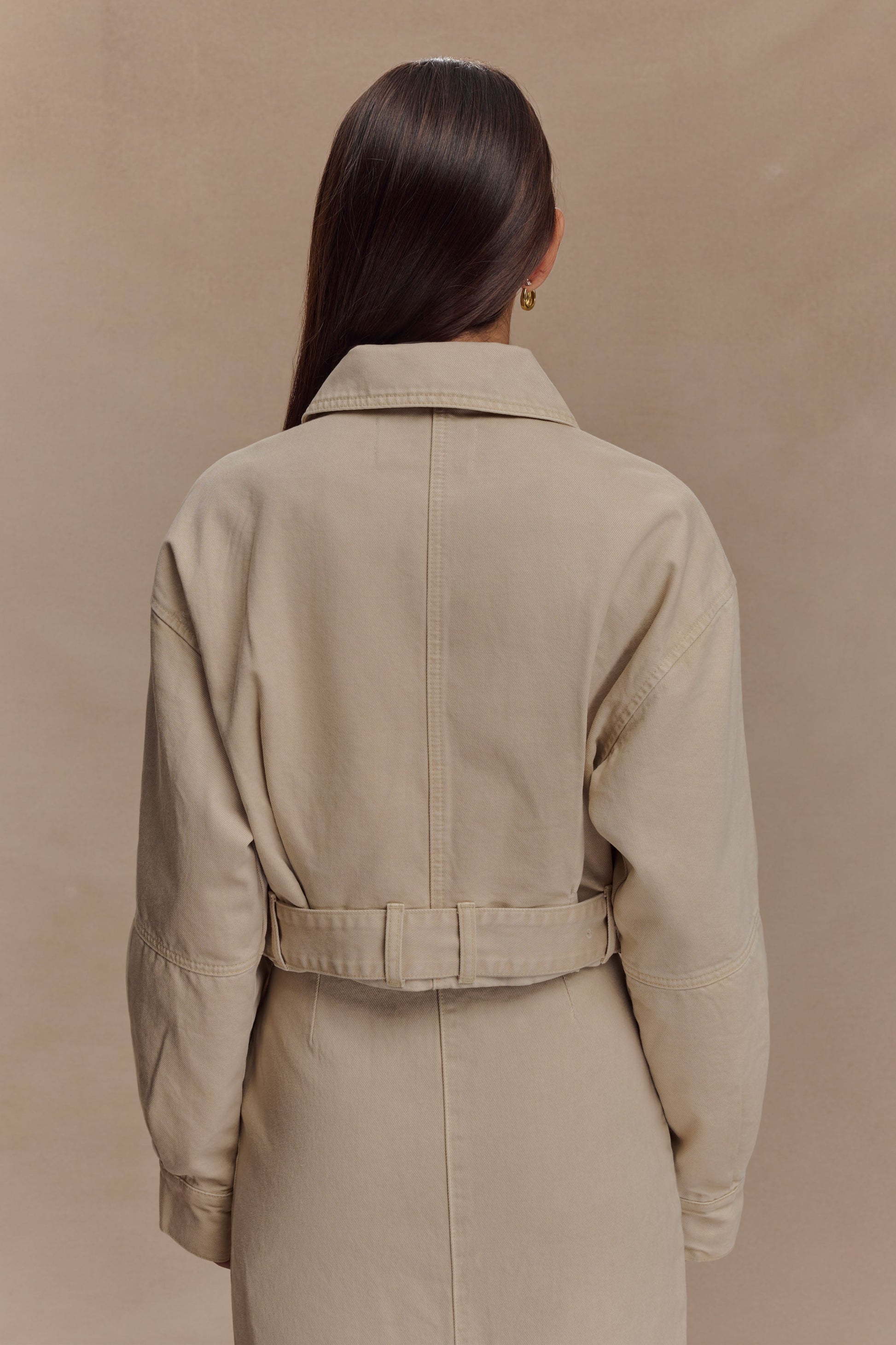 Fallon Cropped Denim Jacket - Stone Wash #3