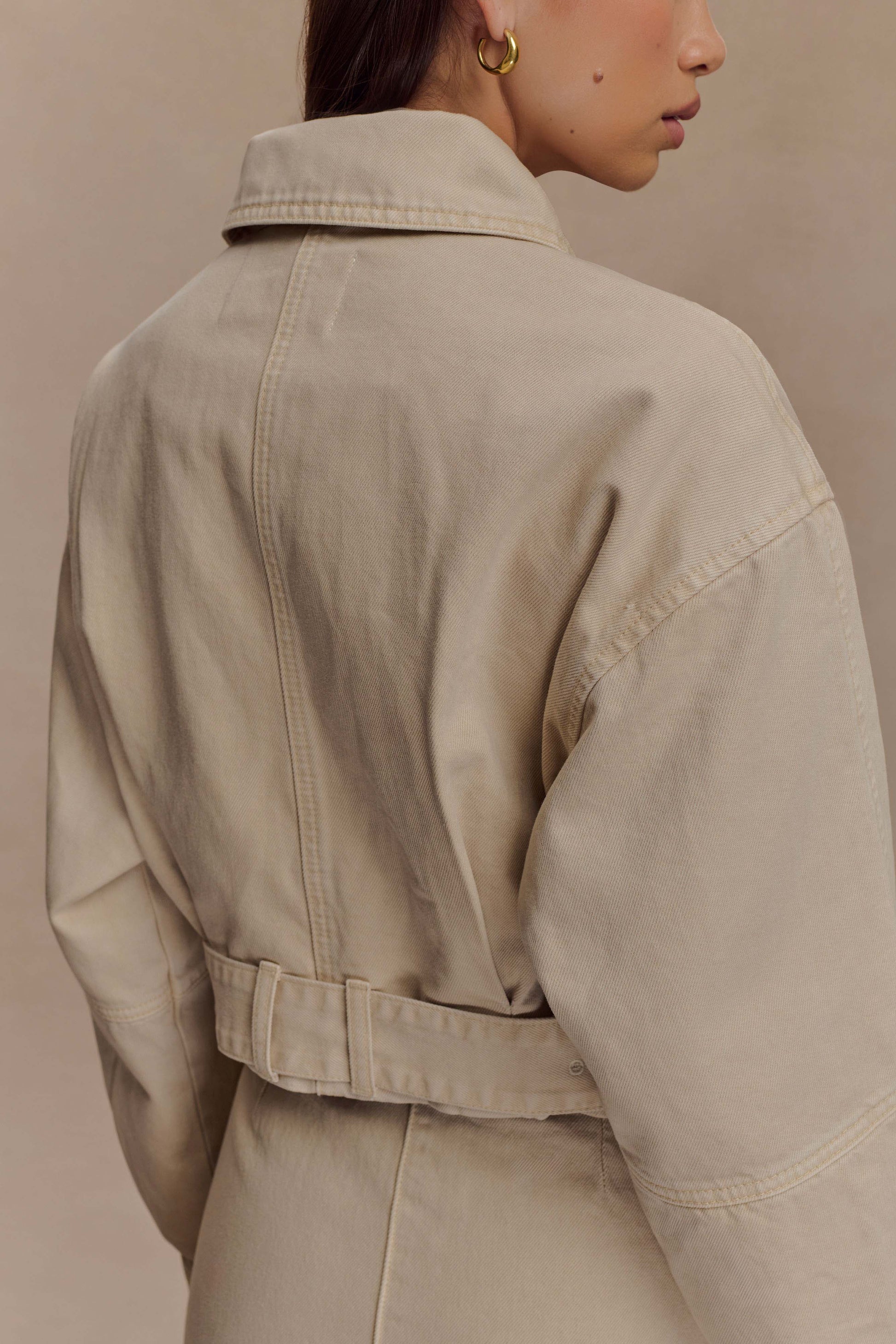 Fallon Cropped Denim Jacket - Stone Wash #6