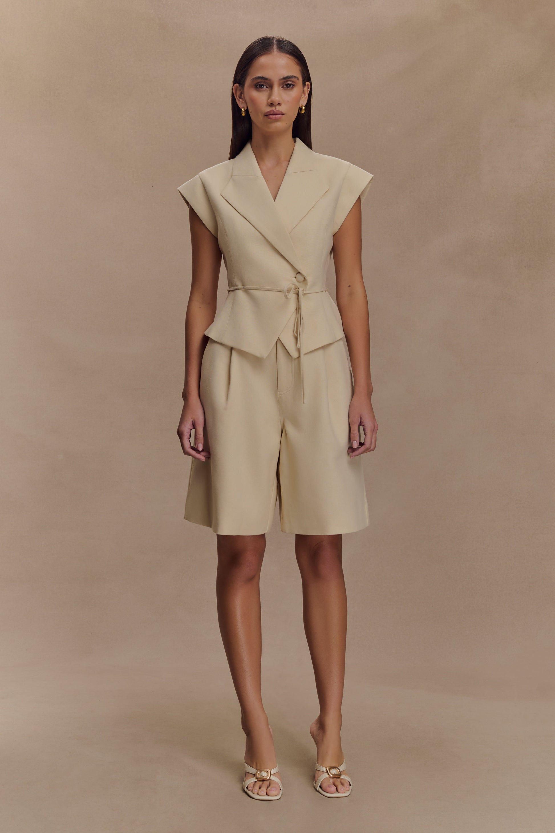 Andina Shortsleeve Linen Top - Natural Beige #8