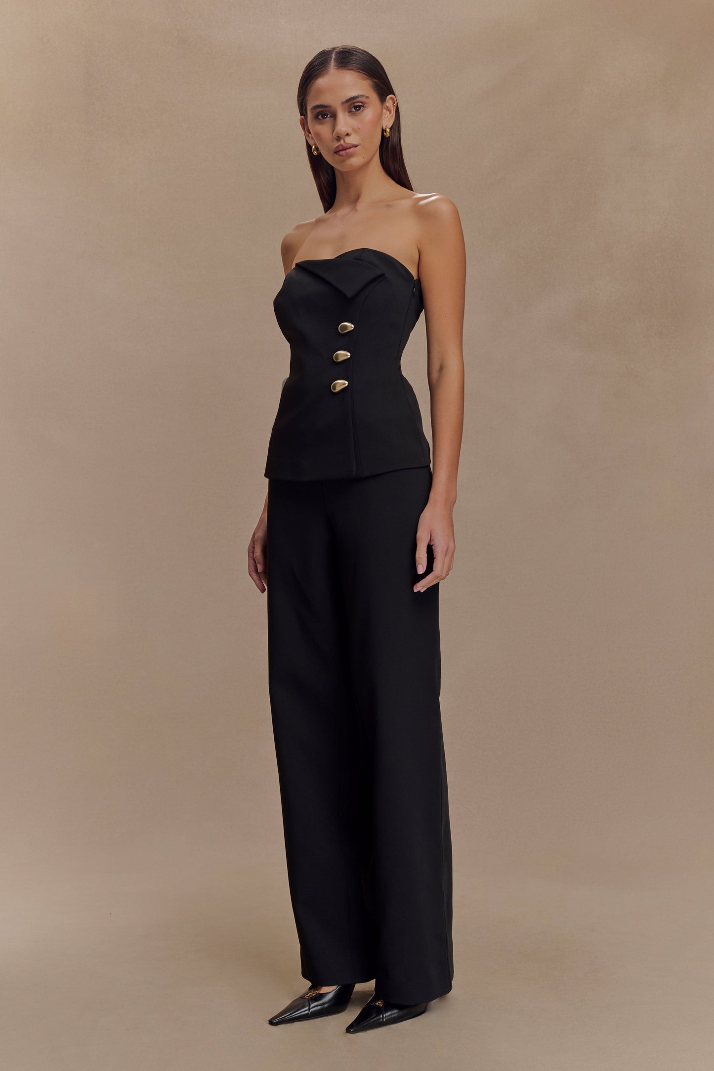 Lindie Strapless Suiting Top - Black