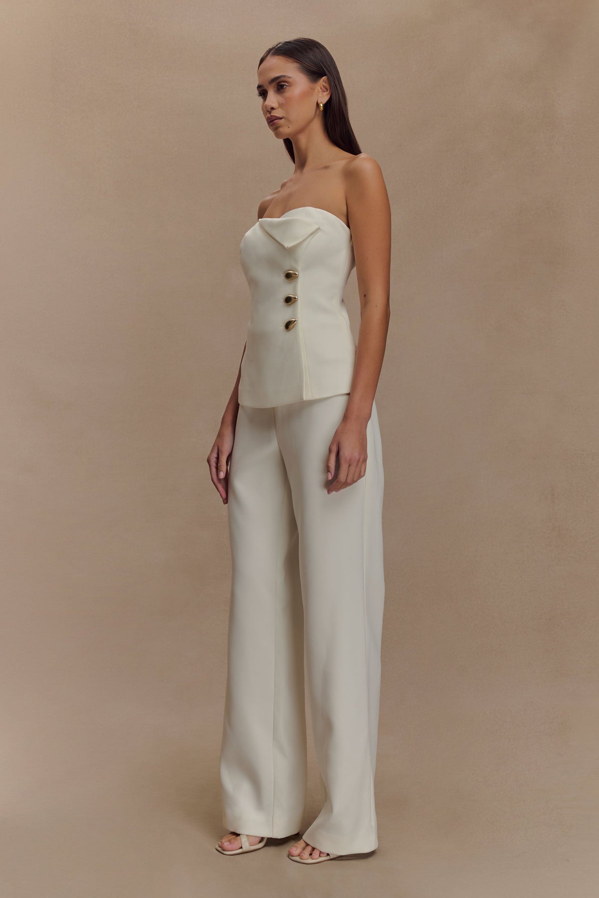 Lindie Strapless Suiting Top - Ivory