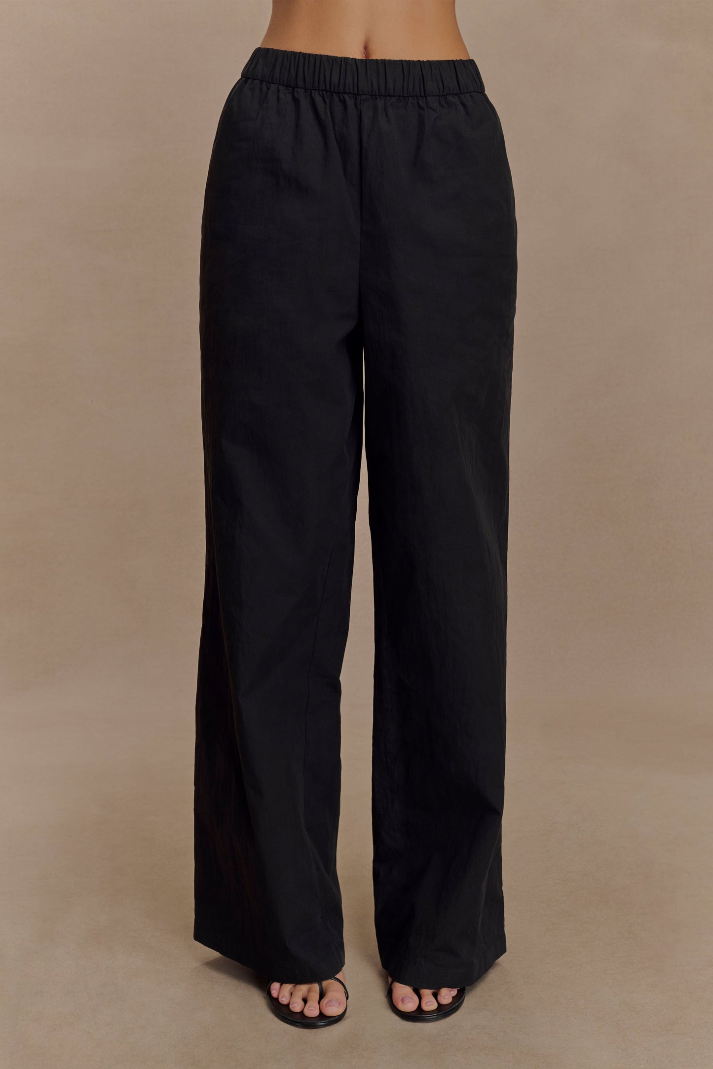 Campbell Cotton Wide Leg Pants - Black