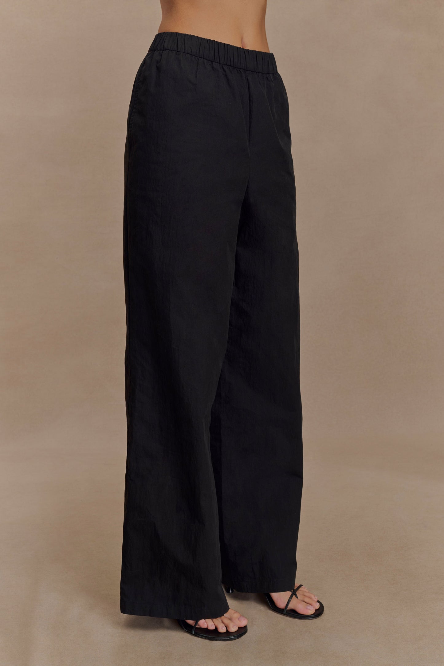 Campbell Cotton Wide Leg Pants - Black