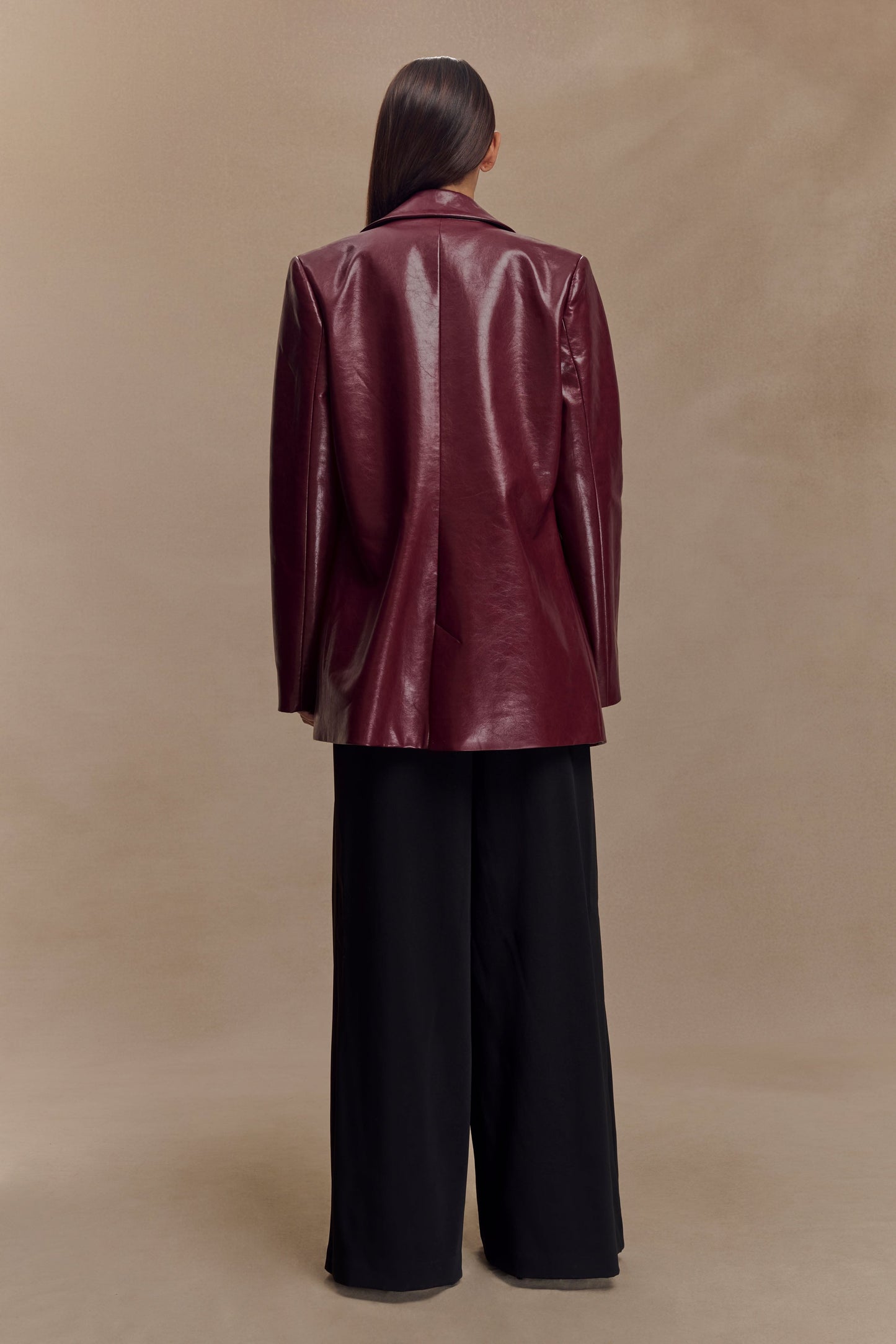 Deborah Faux Leather Coat - Cherry Red