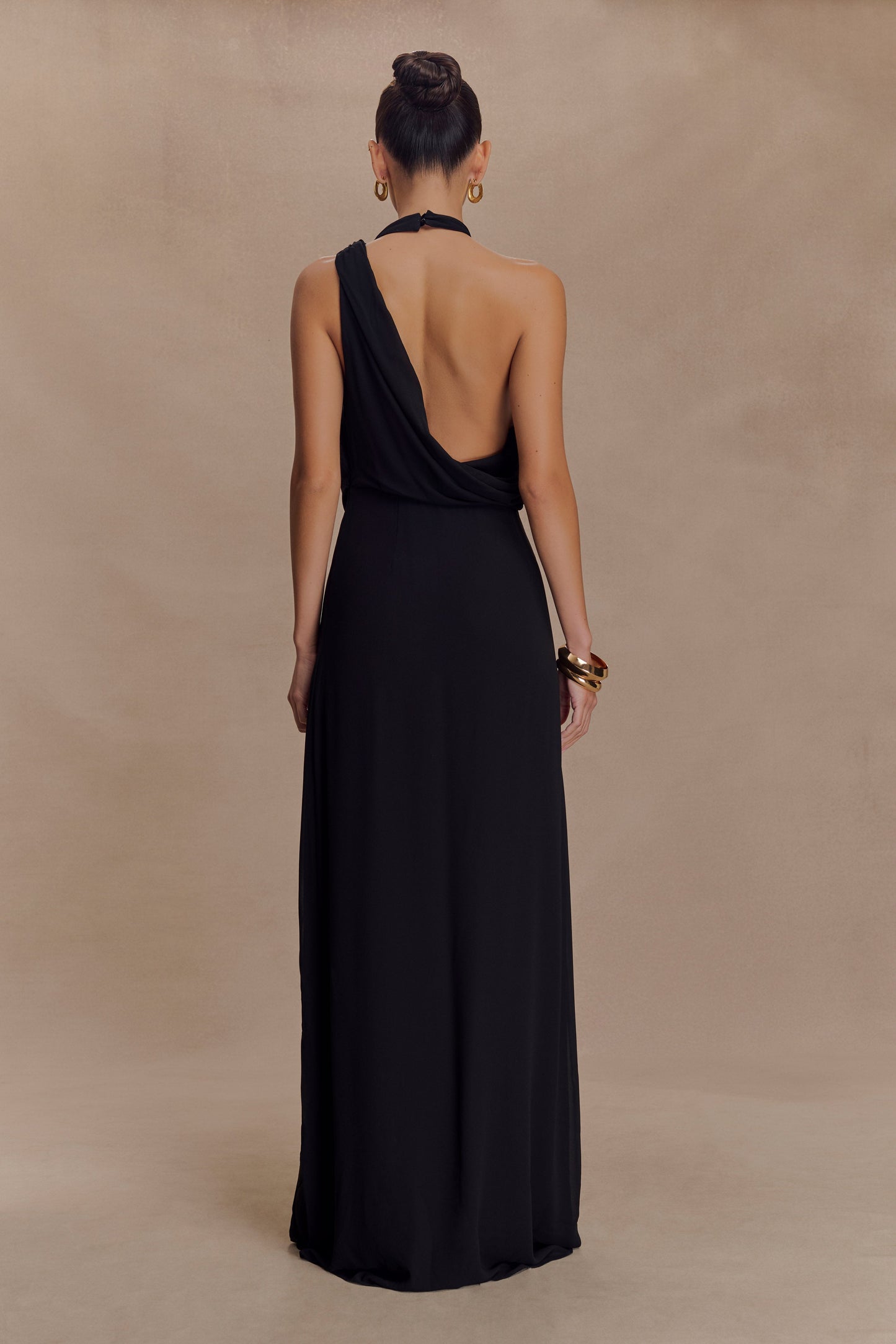 Galia Cowl Neck Maxi Dress - Black