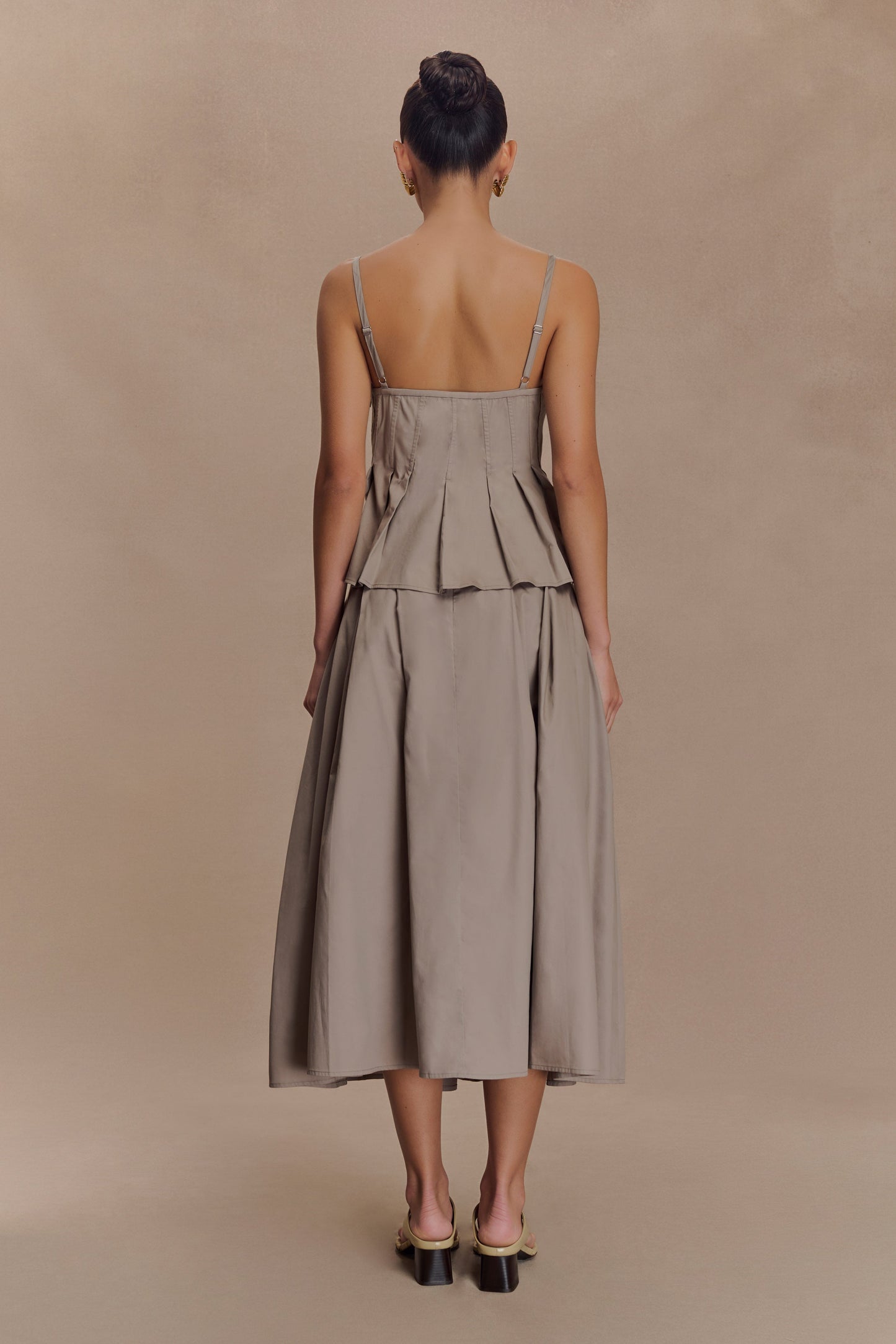 Mae A-Line Midi Skirt - Pebble Brown