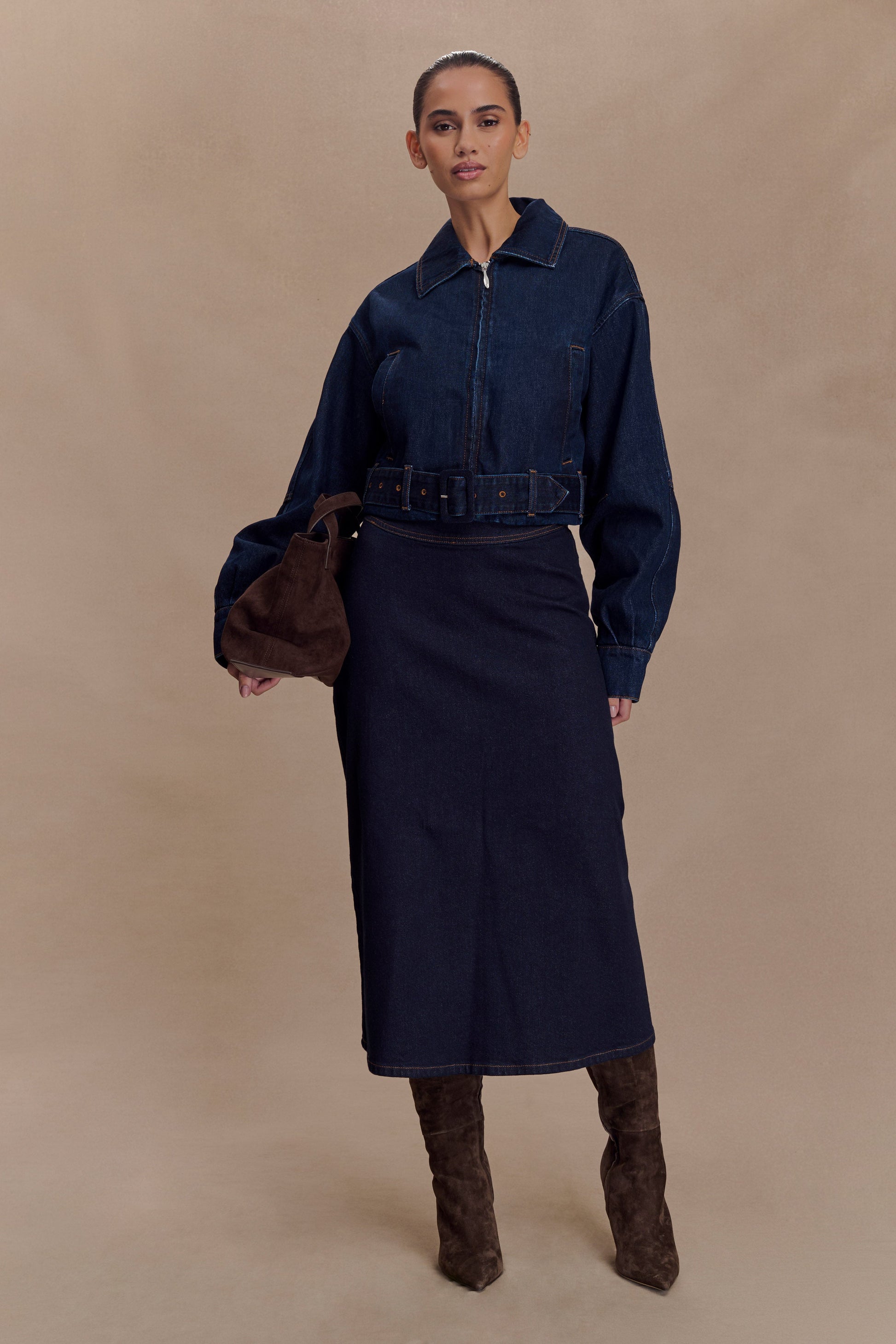 Fallon Cropped Denim Jacket - Indigo Blue #2