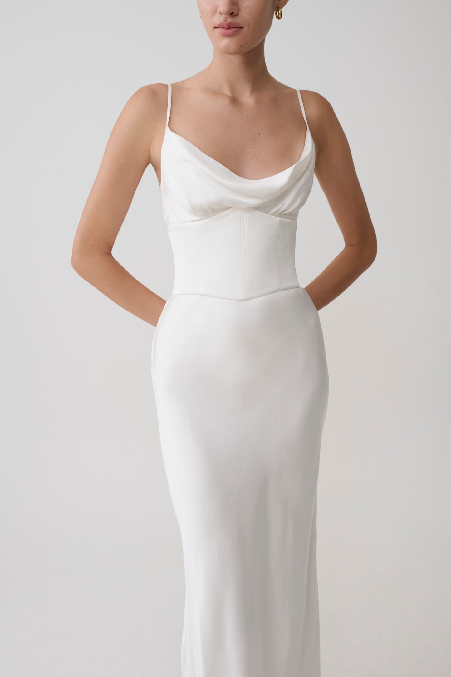 Seraphine Corset Satin Maxi Dress - Ivory