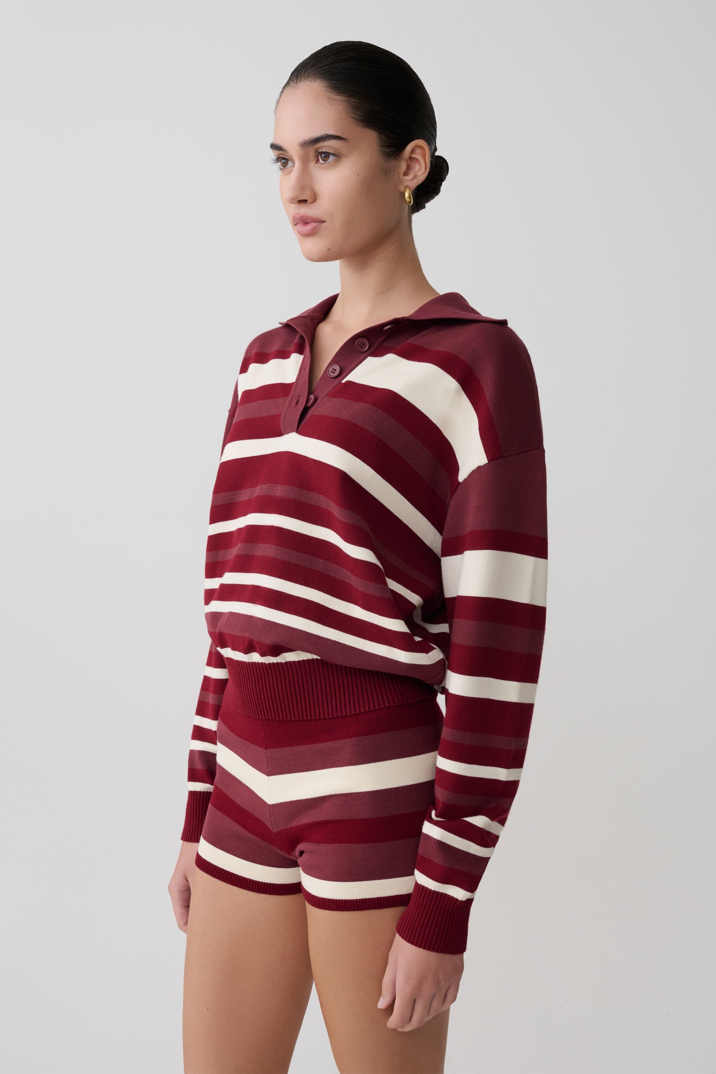 Philly Stripe Long Sleeve Knit Jumper - Burgundy/Cream