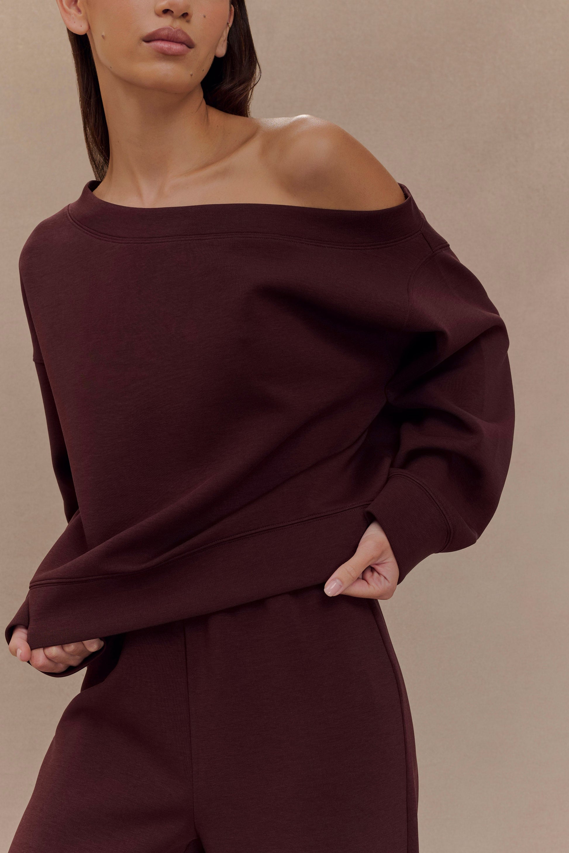 Aiden Slouchy Crew Jumper - Chocolate #3
