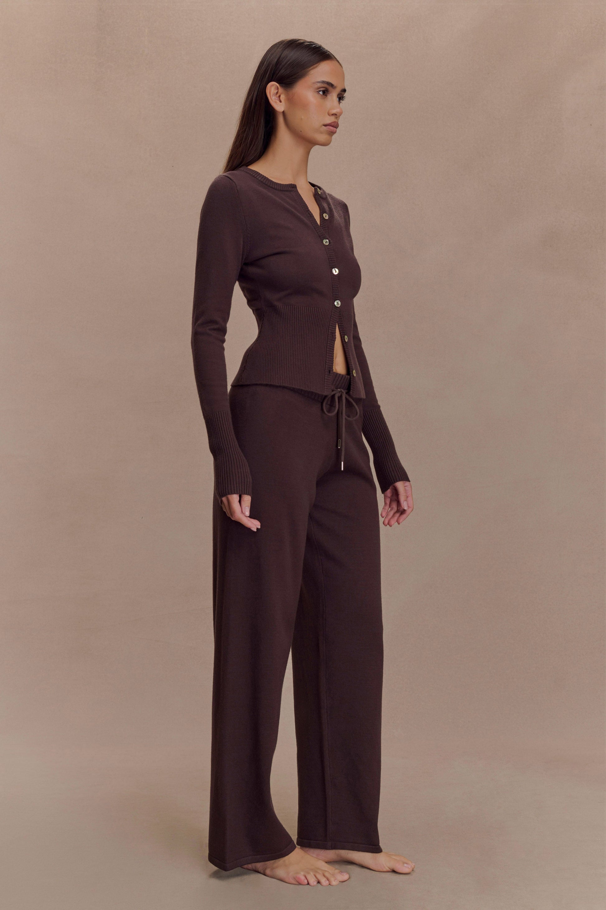 Reese Fitted Knit Cardigan - Dark Chocolate #4