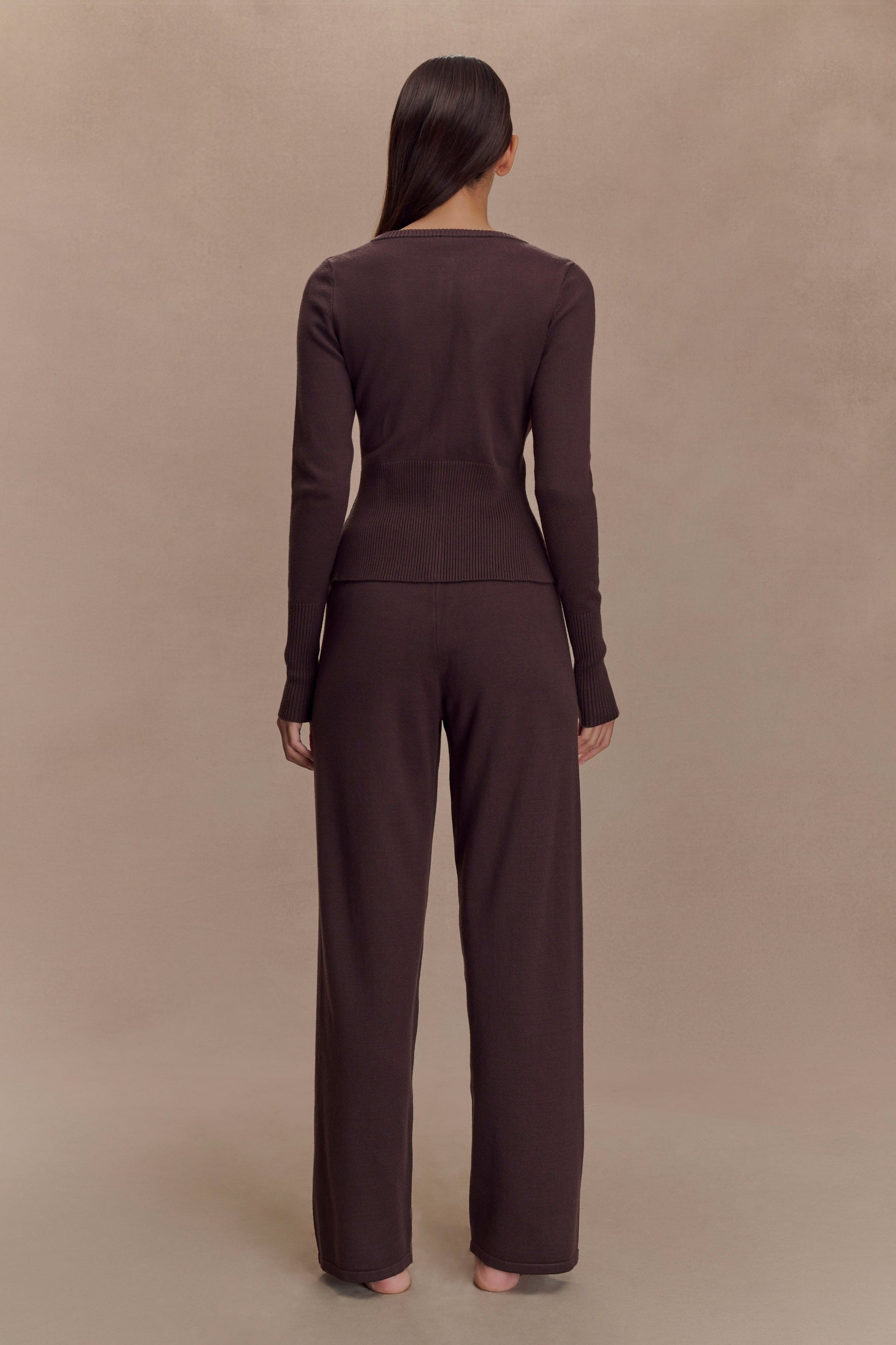 Natalya Knit Wide Leg Pants - Dark Chocolate #5