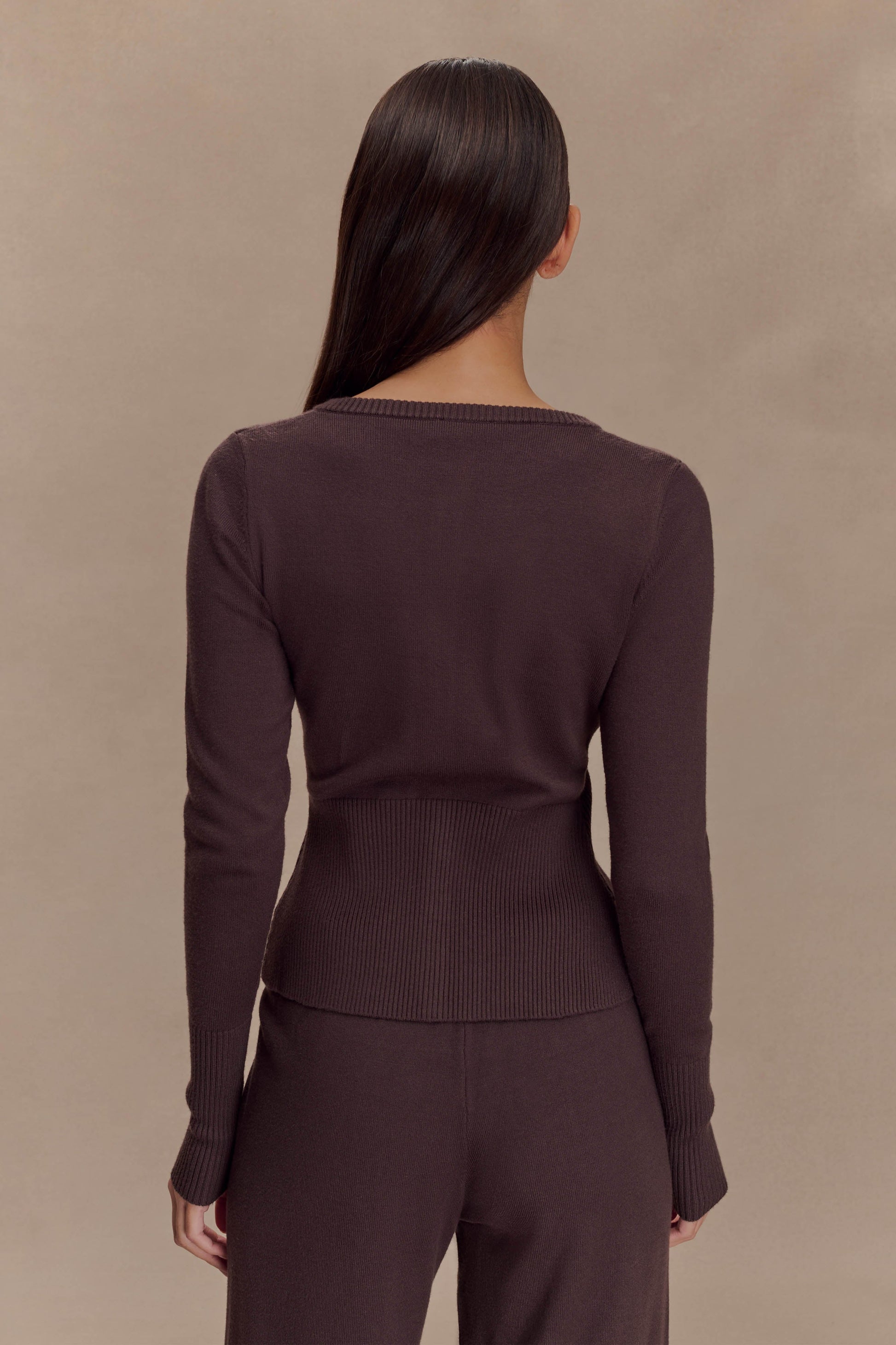 Reese Fitted Knit Cardigan - Dark Chocolate #2