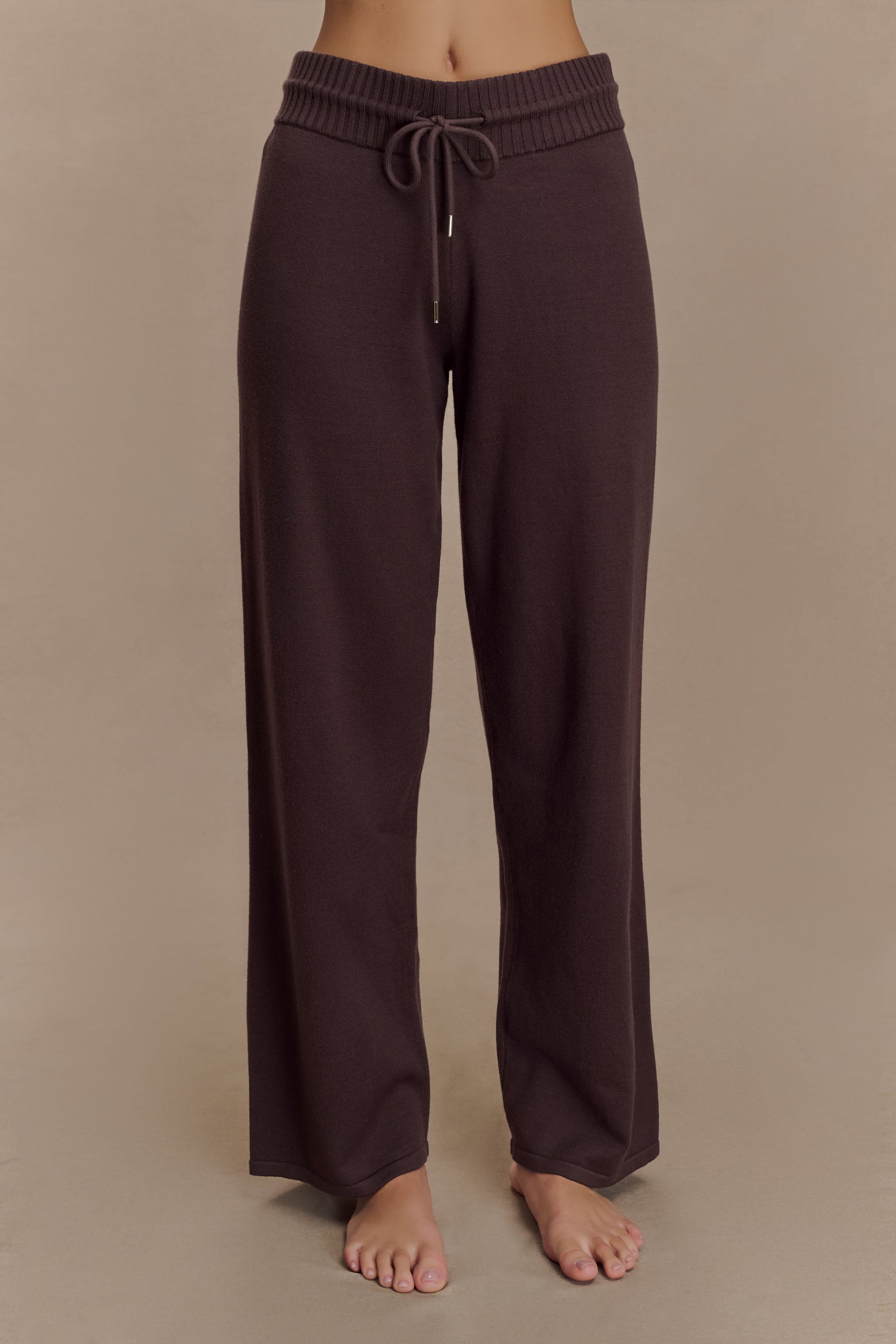 Natalya Knit Wide Leg Pants - Dark Chocolate