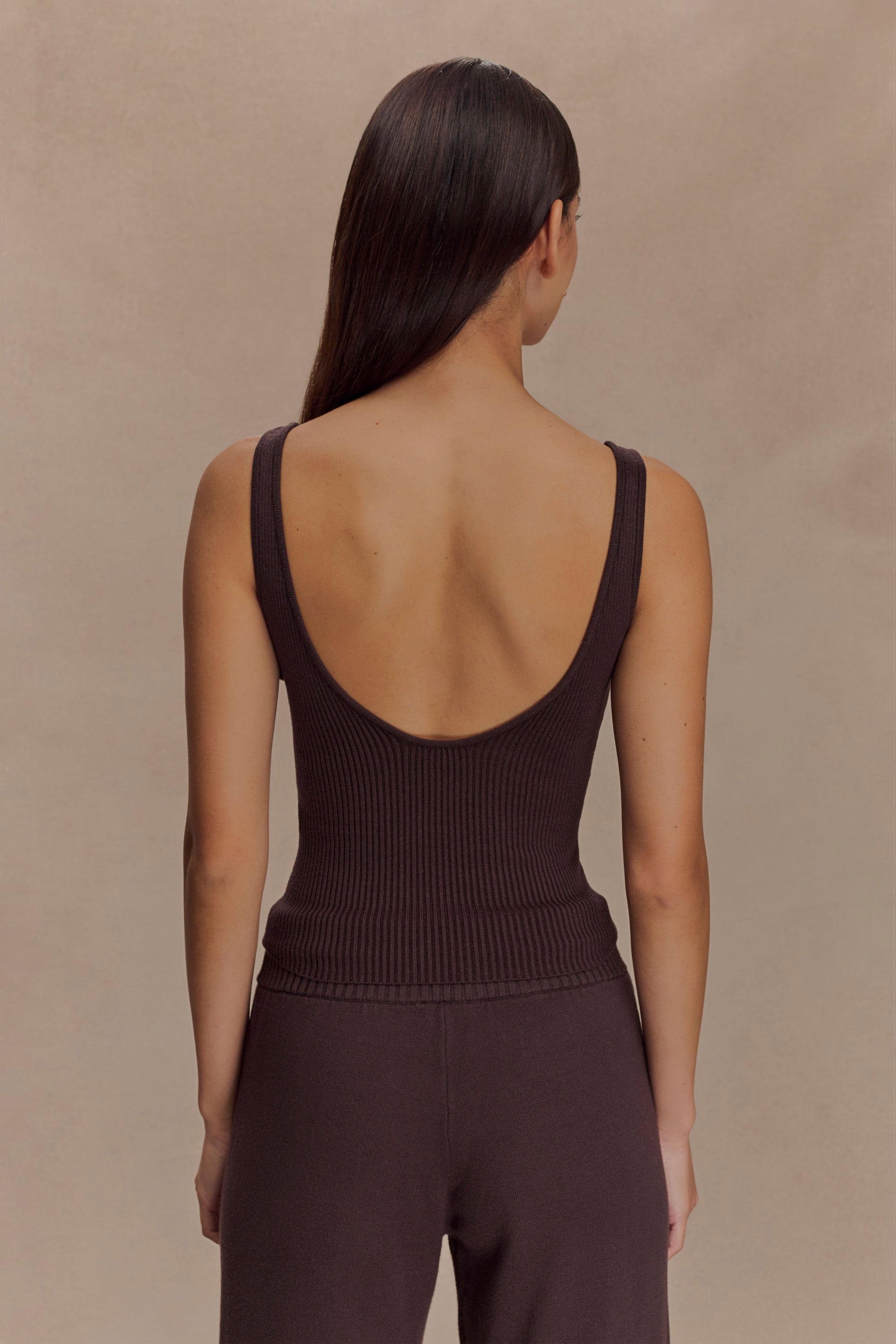 Natalya Ribbed Knit Cami Top - Dark Chocolate #2