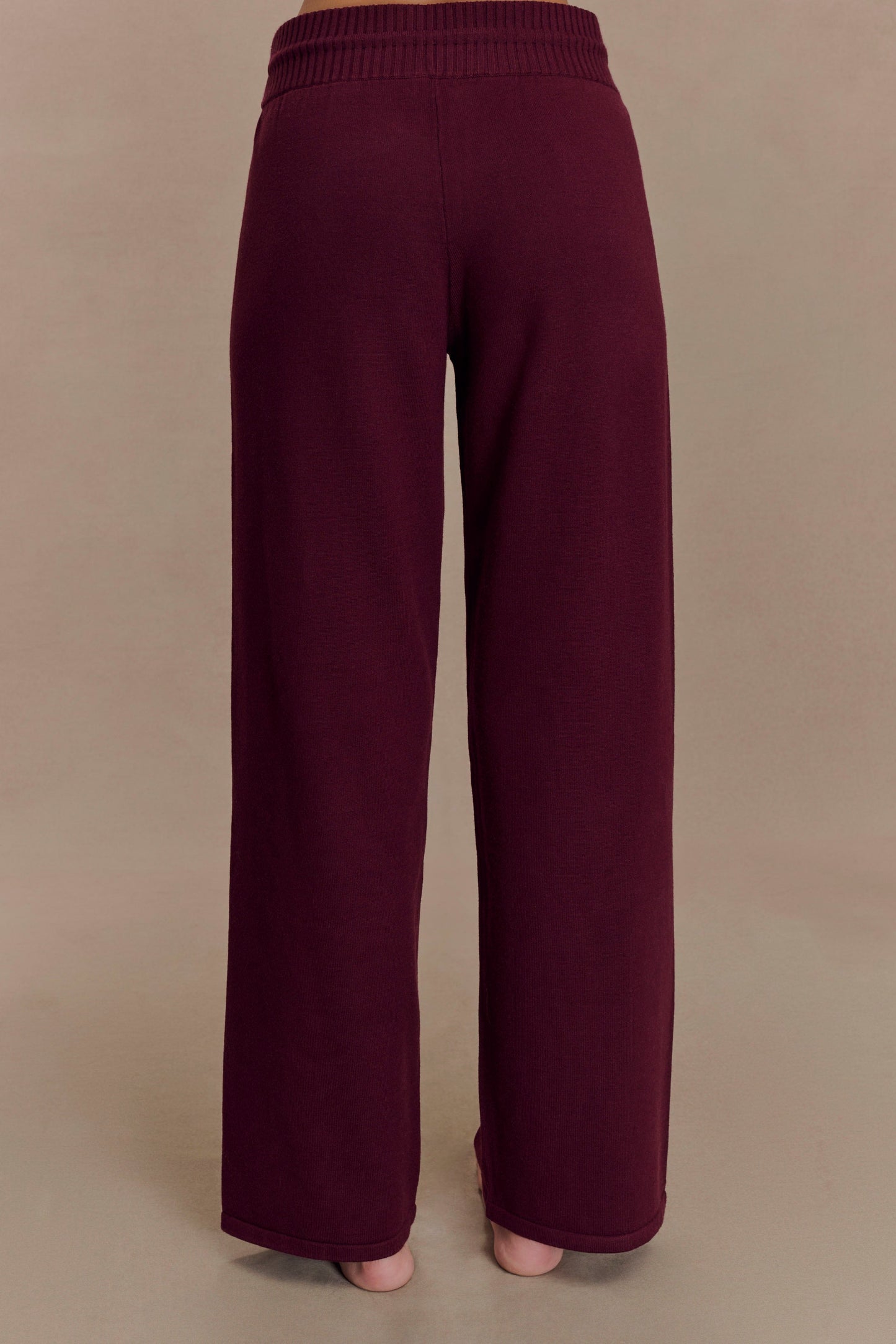 Natalya Knit Wide Leg Pants - Merlot