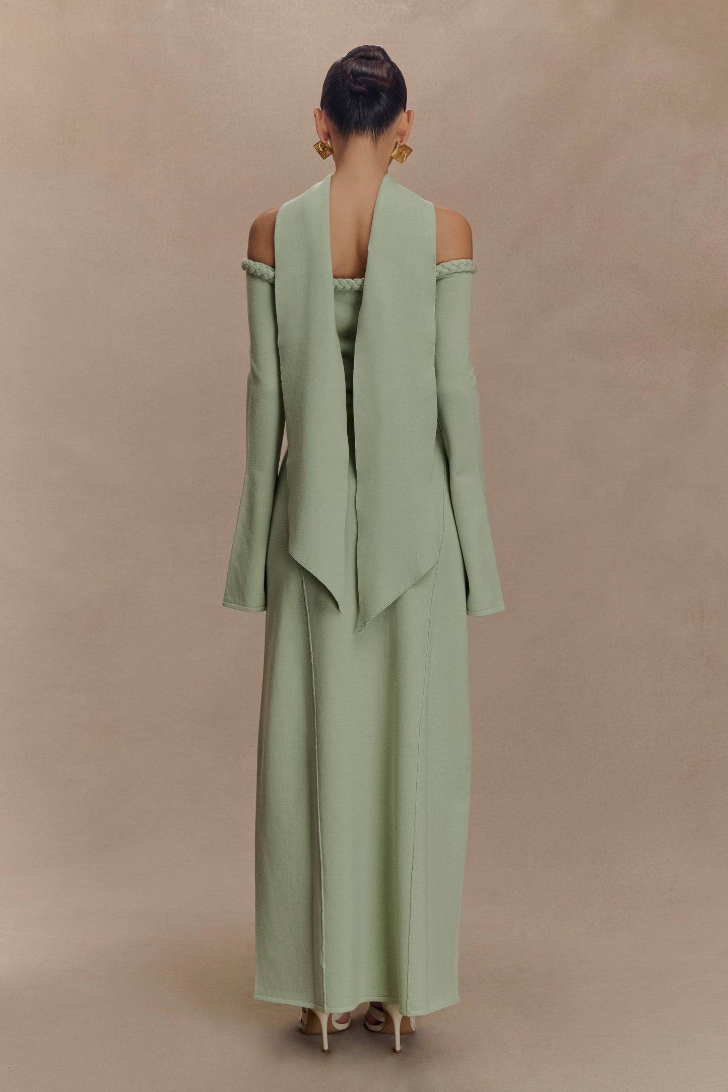 Heidi Strapless Knit Scarf Maxi Dress - Pastel Green