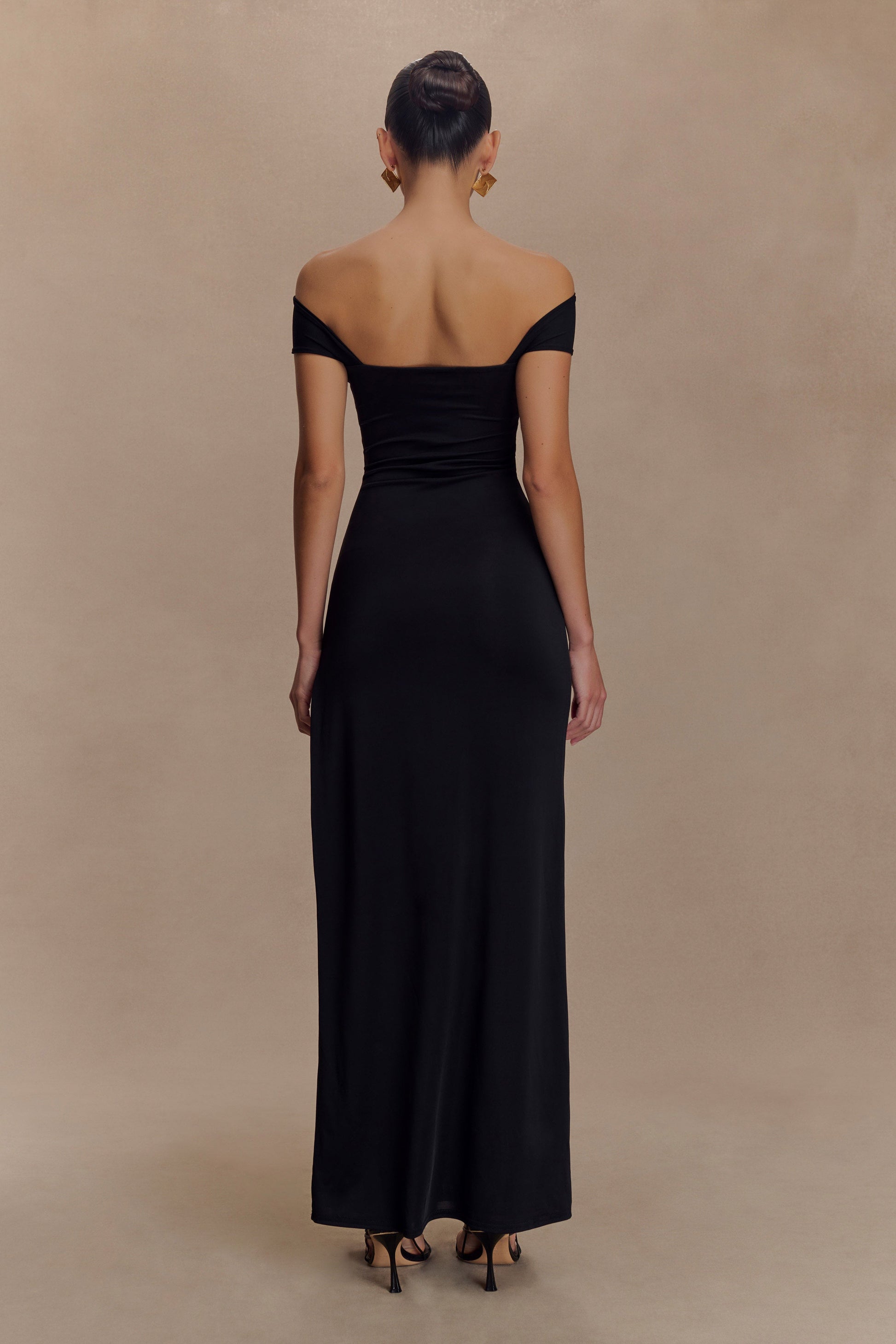 Aurora Slinky And Mesh Split Maxi Dress - Black #5