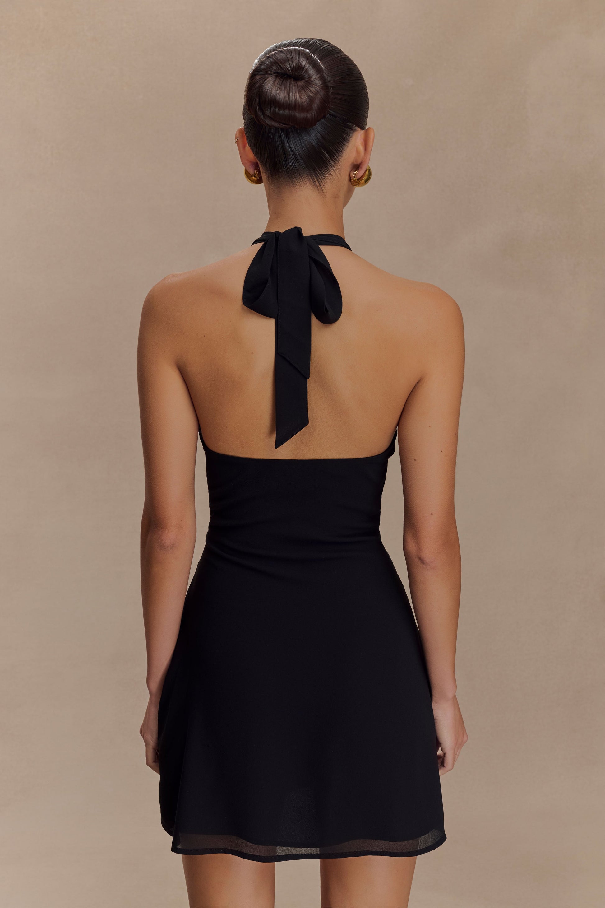 Malakhai Chiffon Halter Mini Dress - Black #2