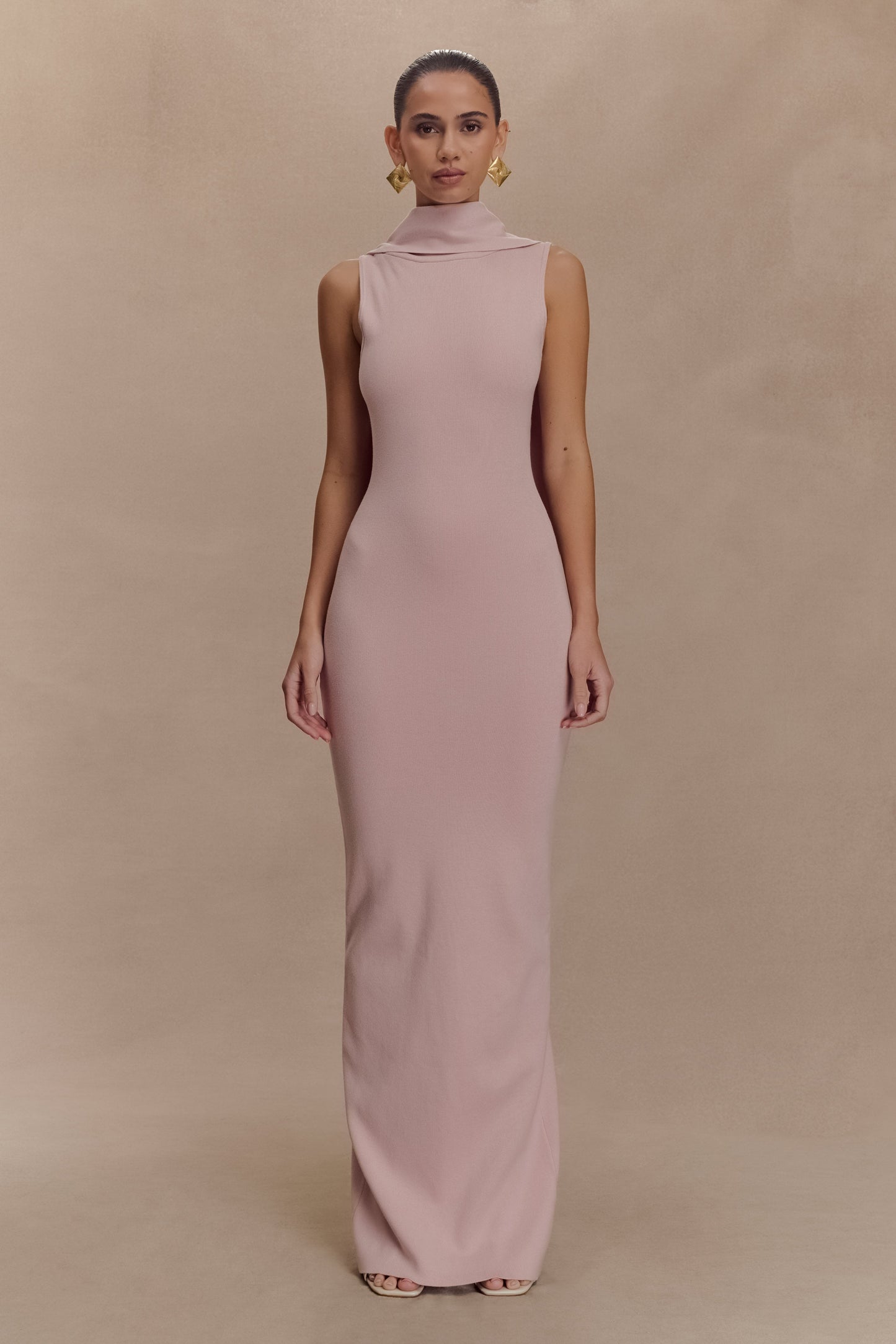 Darby Knit Scarf Maxi Dress - Pale Pink