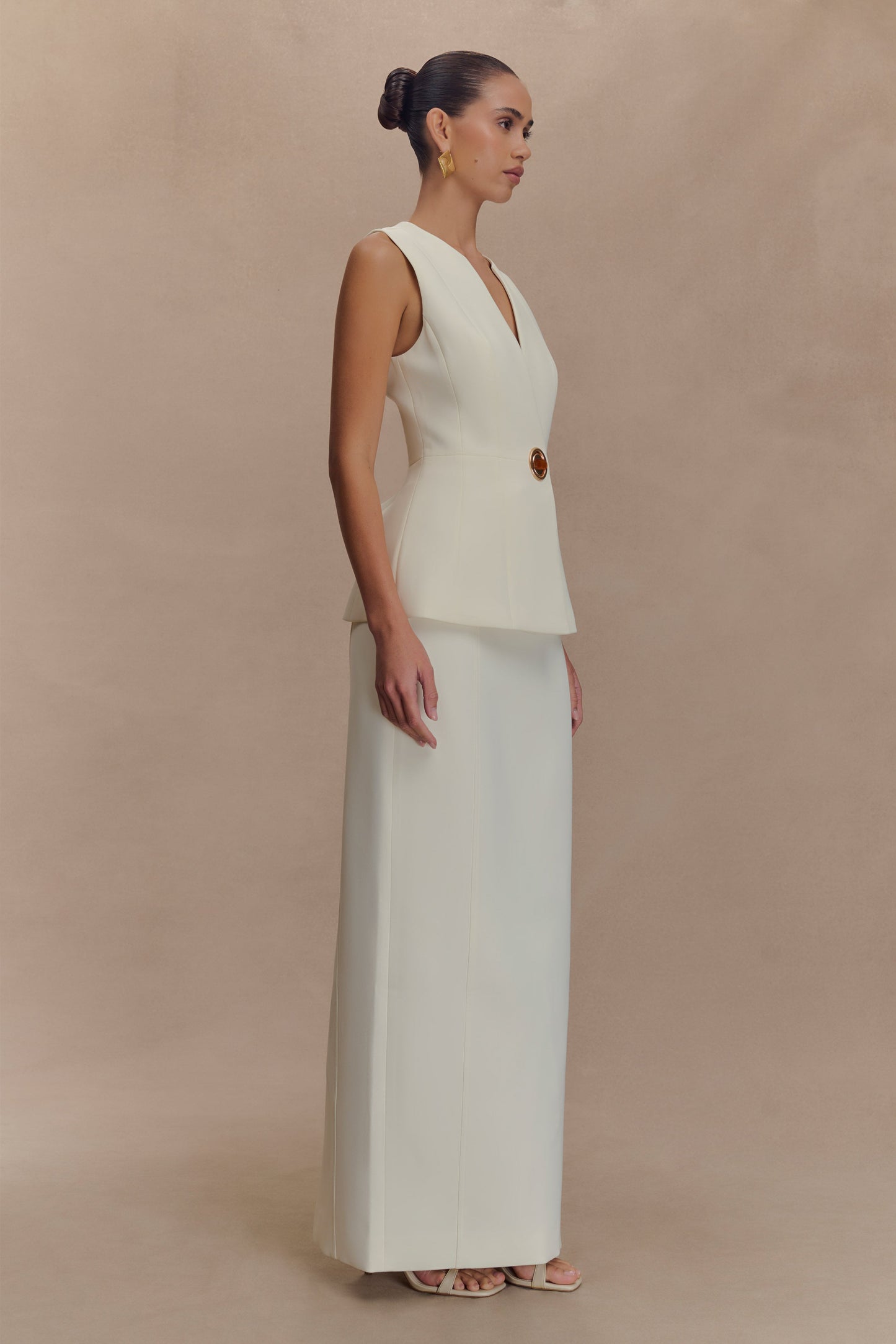 Angelie Suiting Maxi Skirt - Ivory