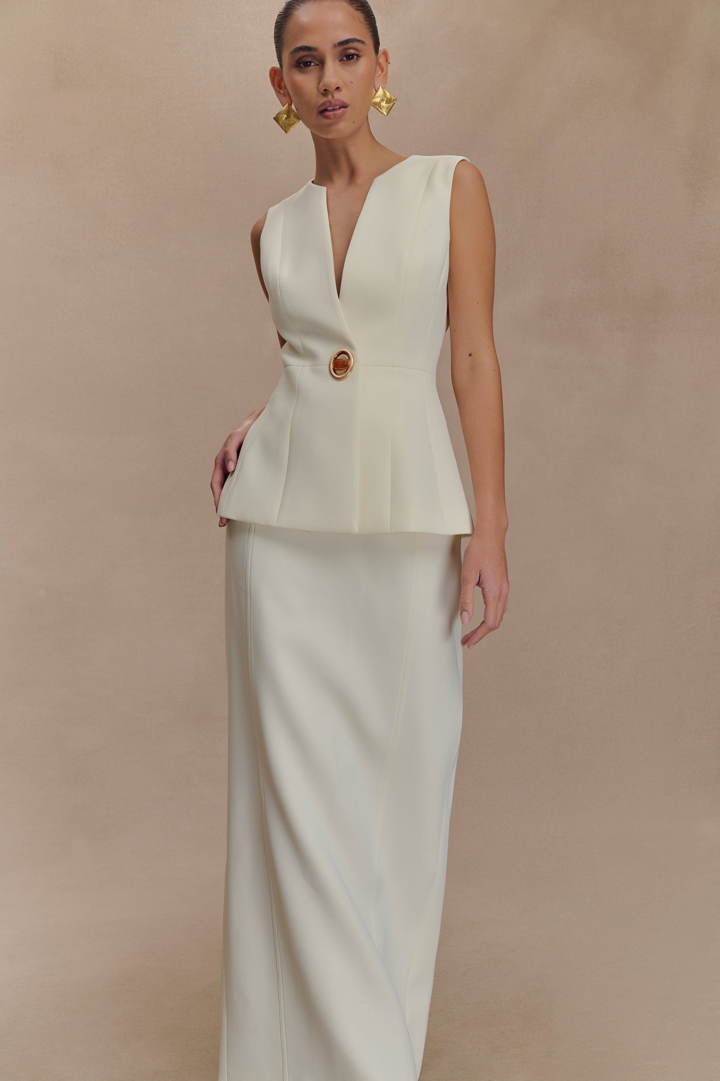 Angelie Suiting Maxi Skirt - Ivory