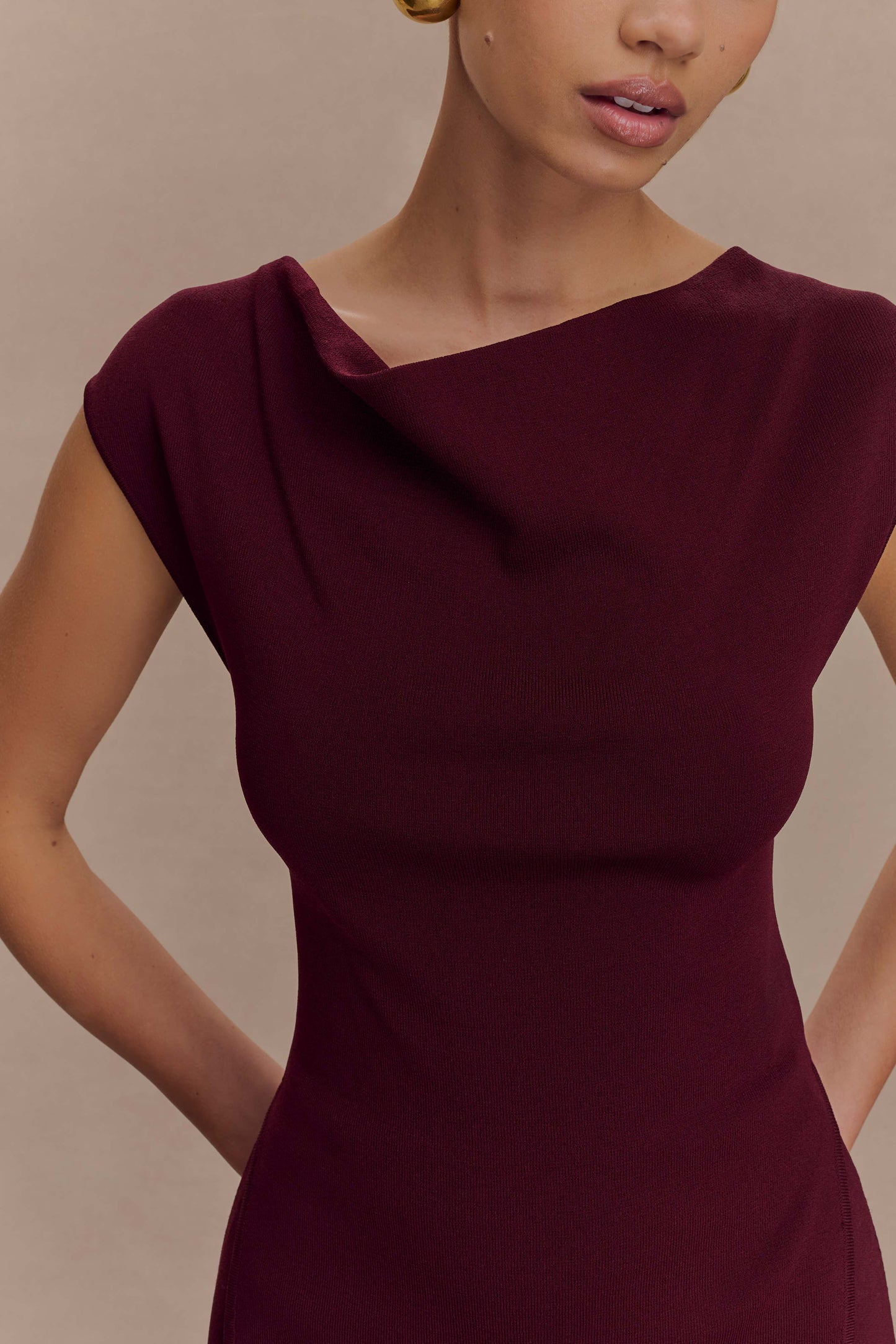 Francisca Cowl Neck Knit Top - Merlot