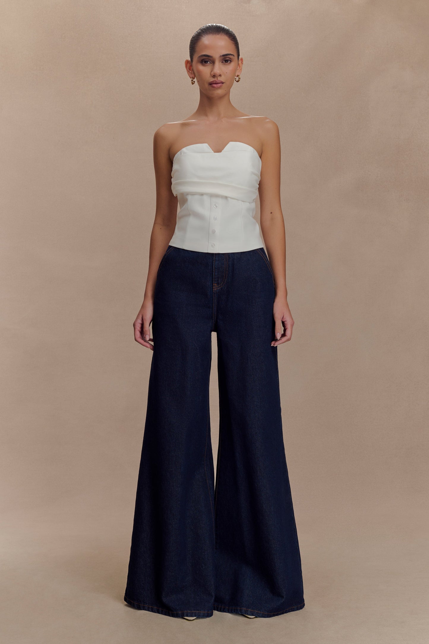 Zillah Strapless Cotton Top - White