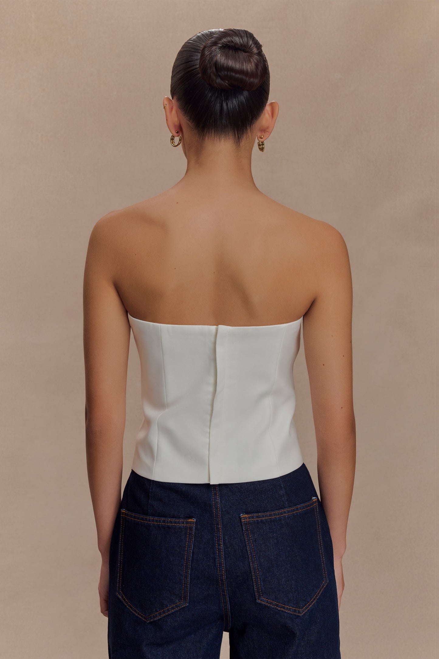Zillah Strapless Cotton Top - White