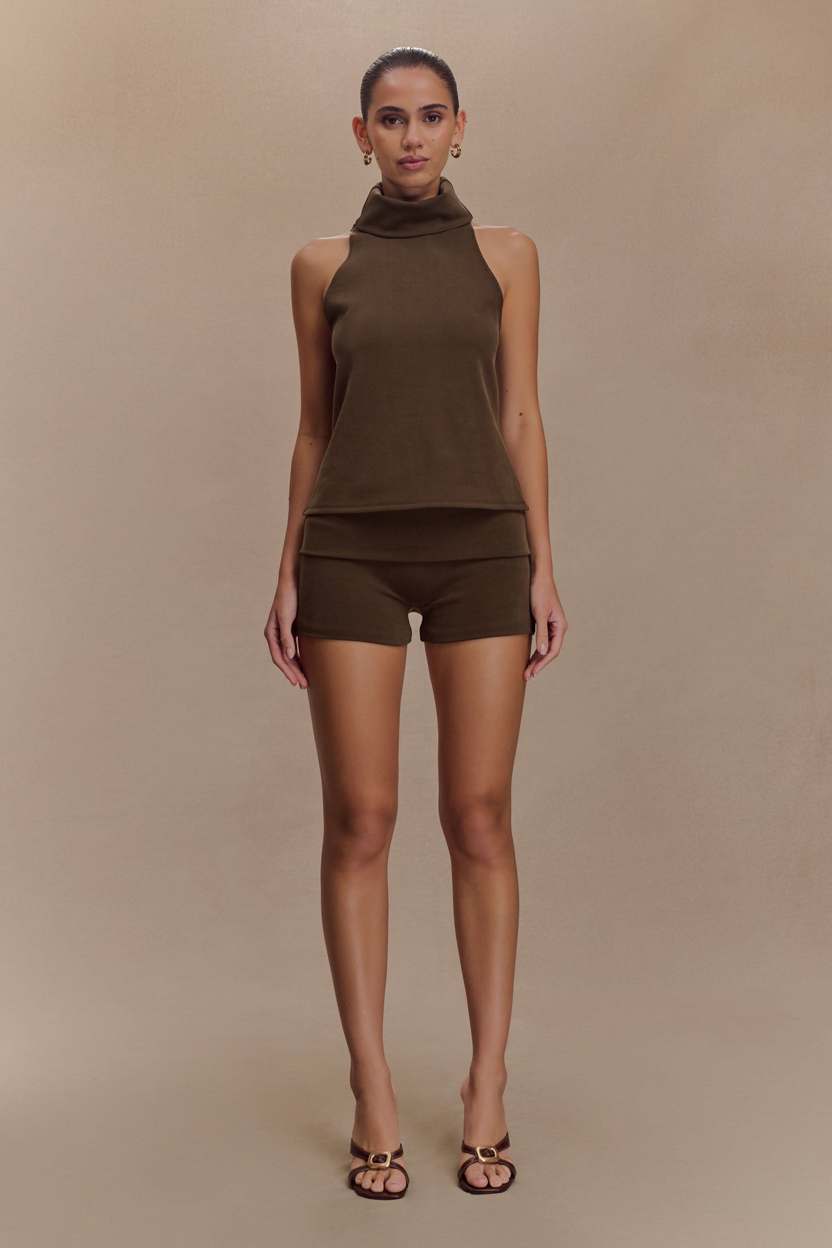 Birdie Fold Over Shorts - Chocolate