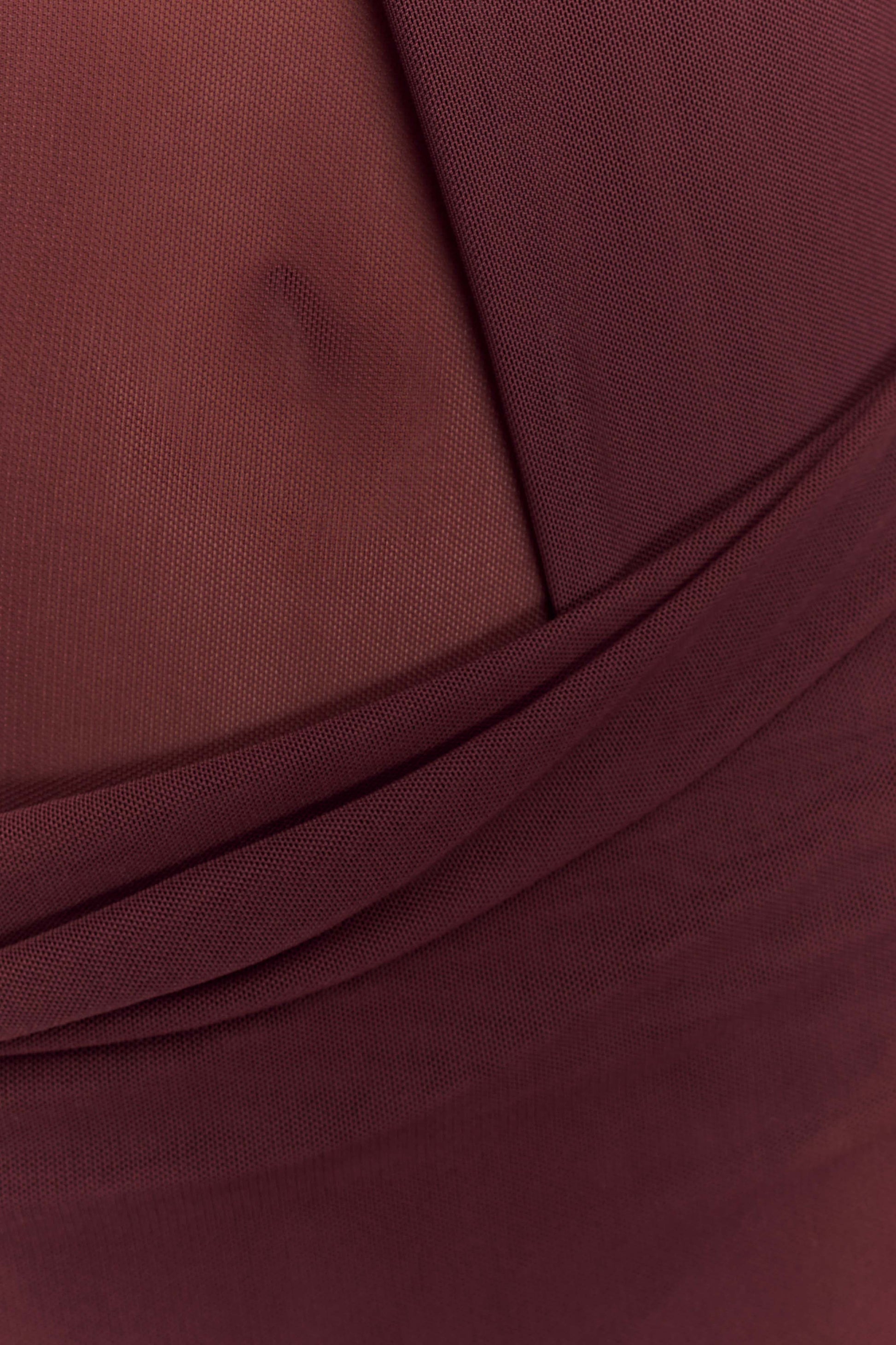 Edwina Knotted Mesh Maxi Dress - Mahogany #5