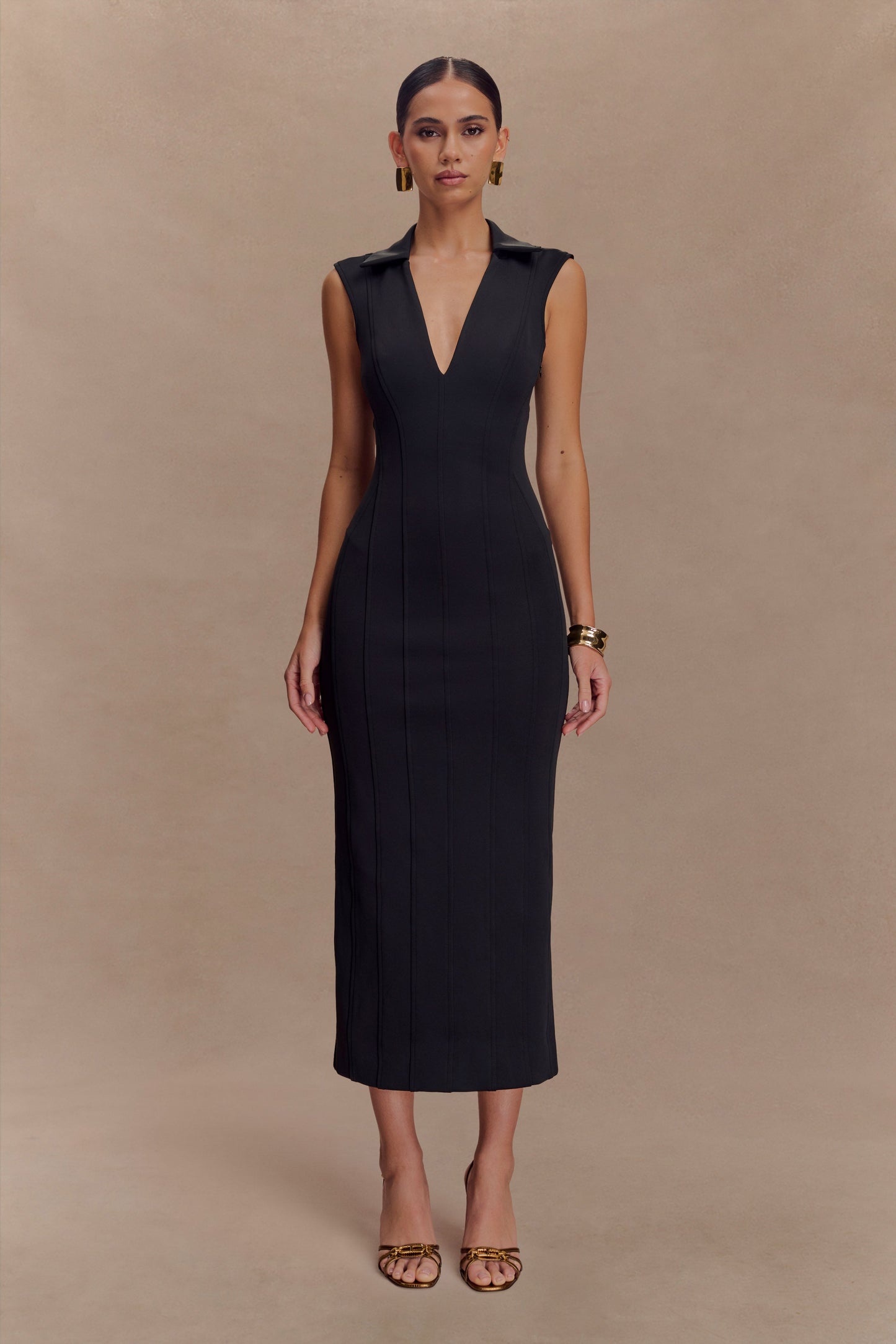 Keagan Sleeveless Midi Dress - Black