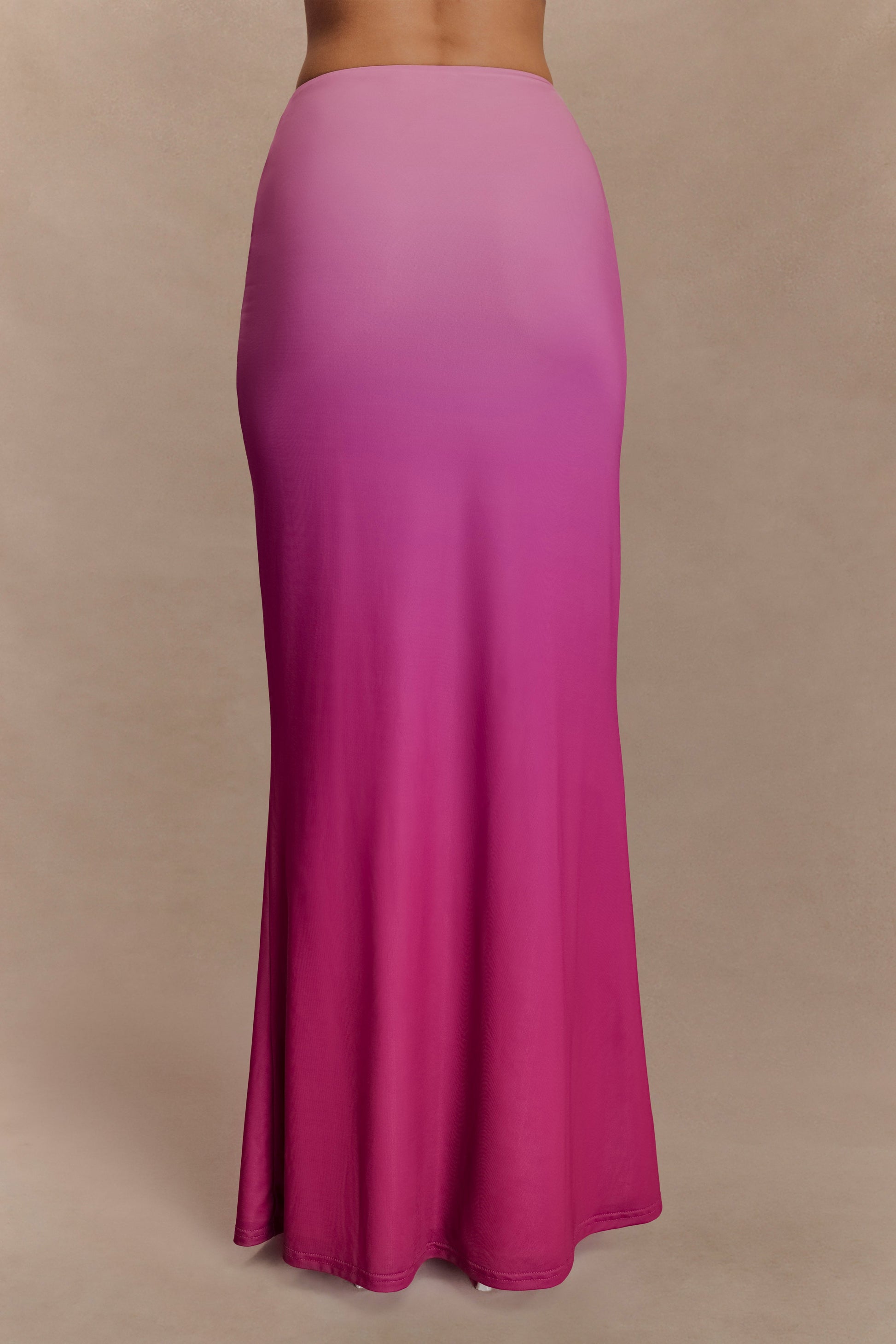 Bruna Slinky Fishtail Maxi Skirt - Ombre Pink #4