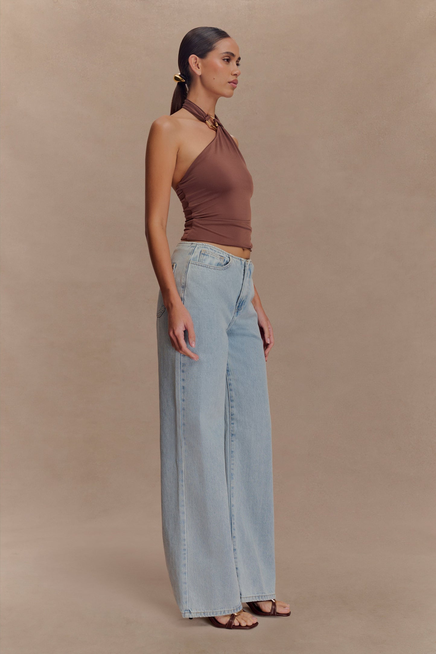 Mariposa Slinky Halter Top - Chocolate