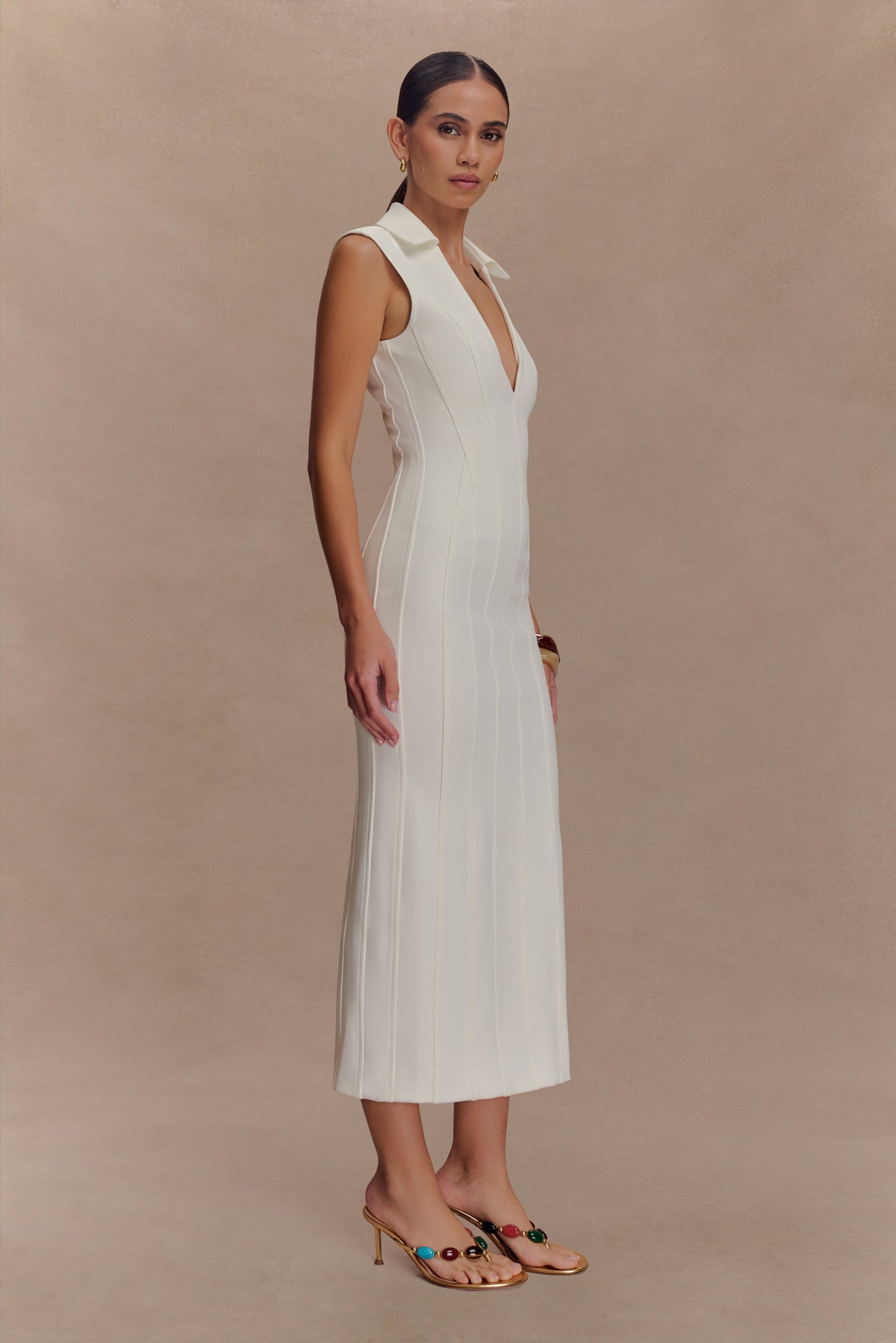 Keagan Sleeveless Midi Dress - Ivory