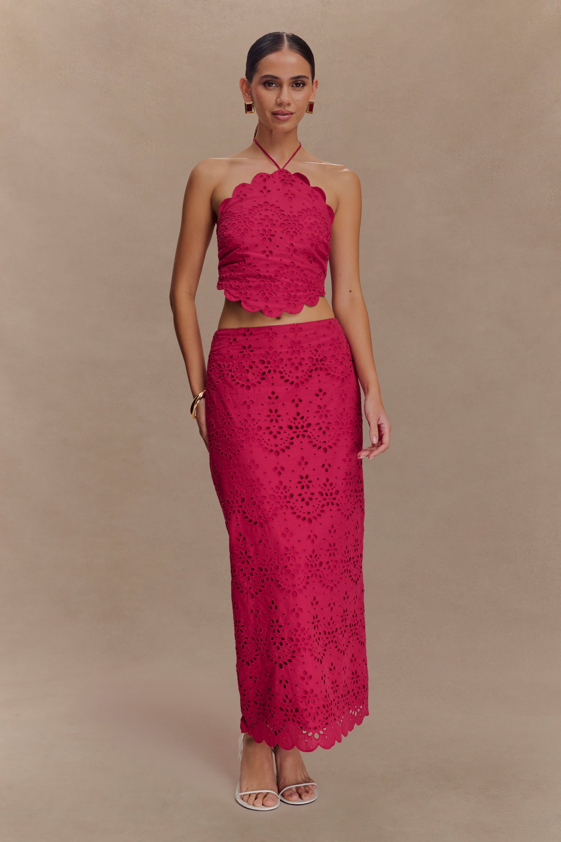 Kensley Broderie Halter Top - Dragonfruit #6