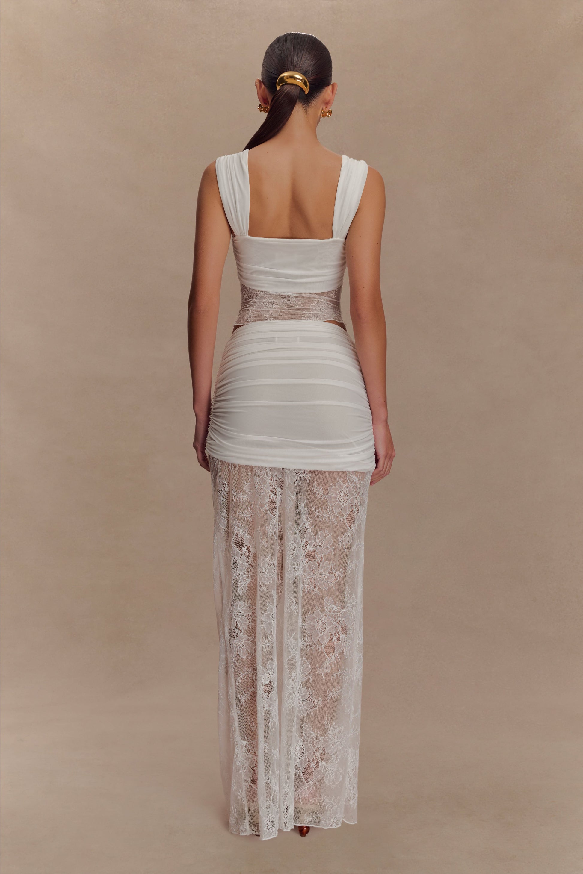 Guinevere Lace And Mesh Maxi Skirt - Ivory #6