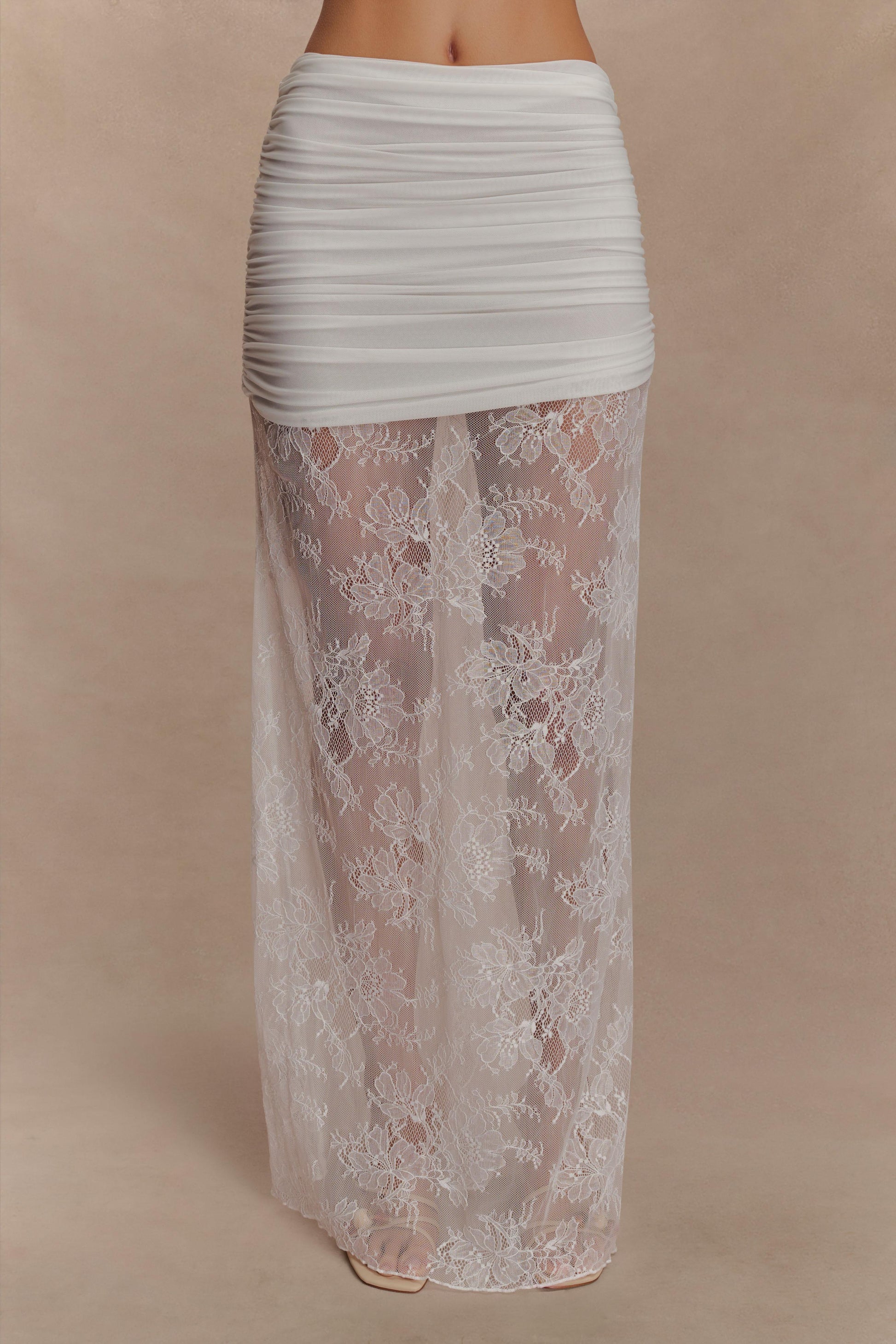 Guinevere Lace And Mesh Maxi Skirt - Ivory #2