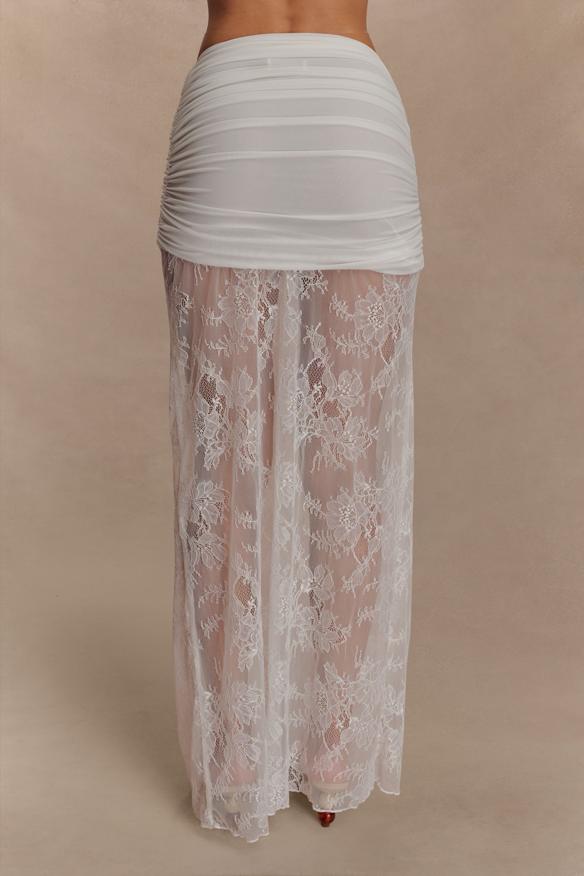 Guinevere Lace And Mesh Maxi Skirt - Ivory #3