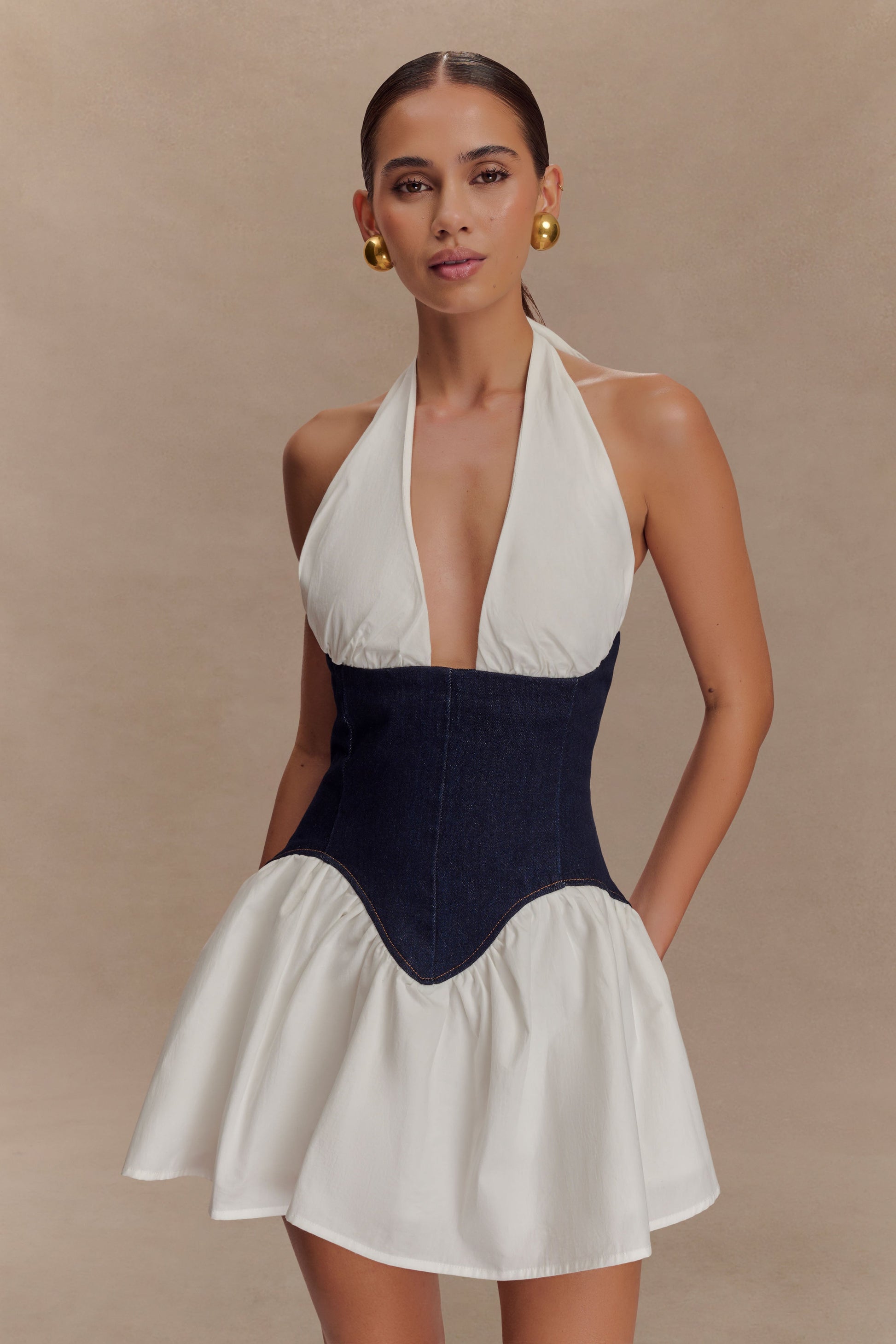 Merlyn Denim Cotton Mini Dress - Indigo Blue #6