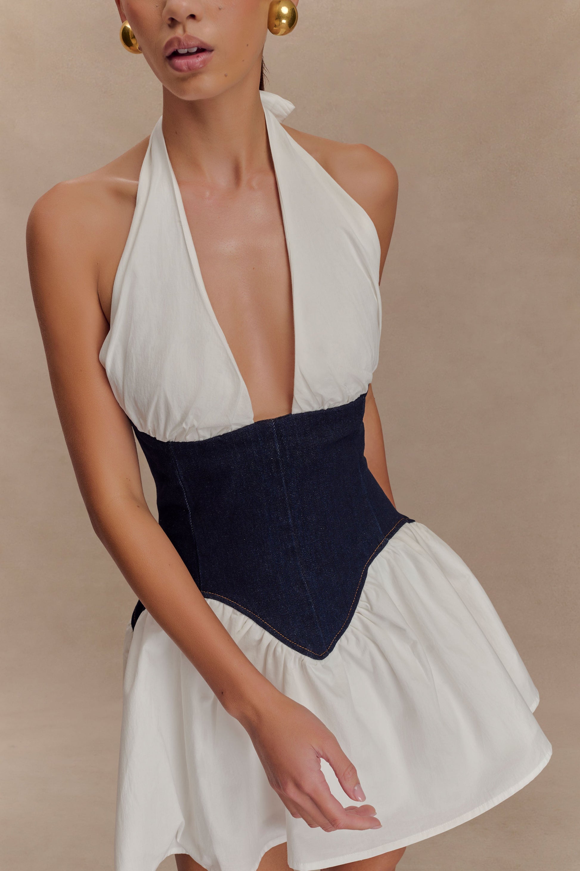 Merlyn Denim Cotton Mini Dress - Indigo Blue #3