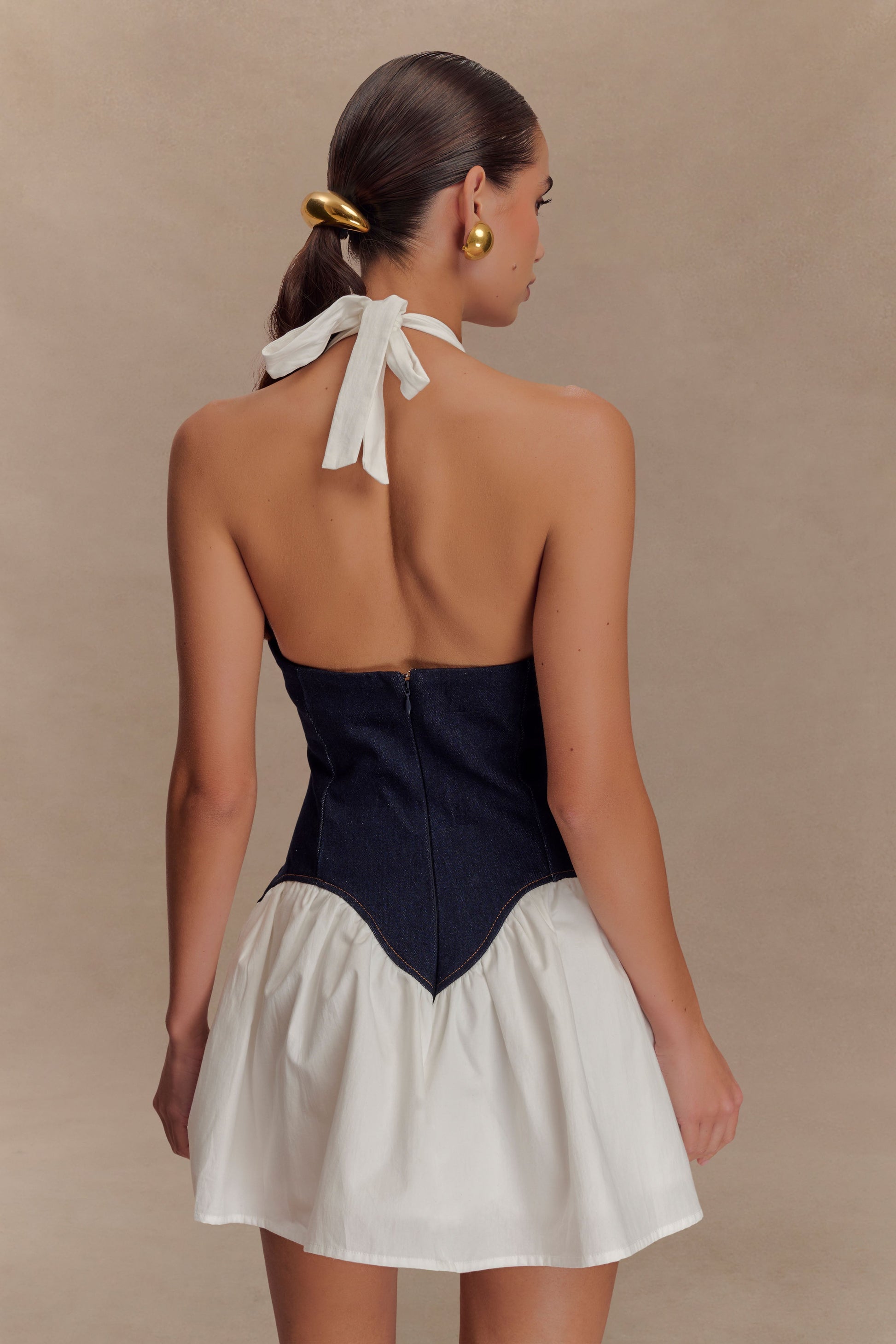 Merlyn Denim Cotton Mini Dress - Indigo Blue #5