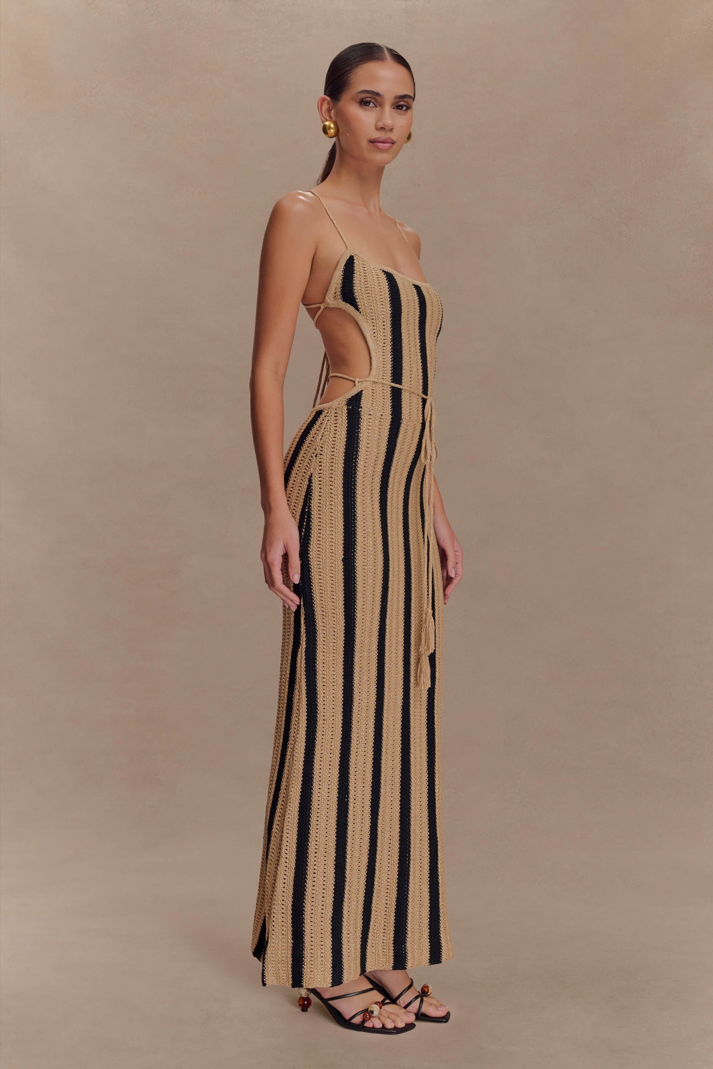 Shepherd Crochet Halter Maxi Dress - Gold/Black