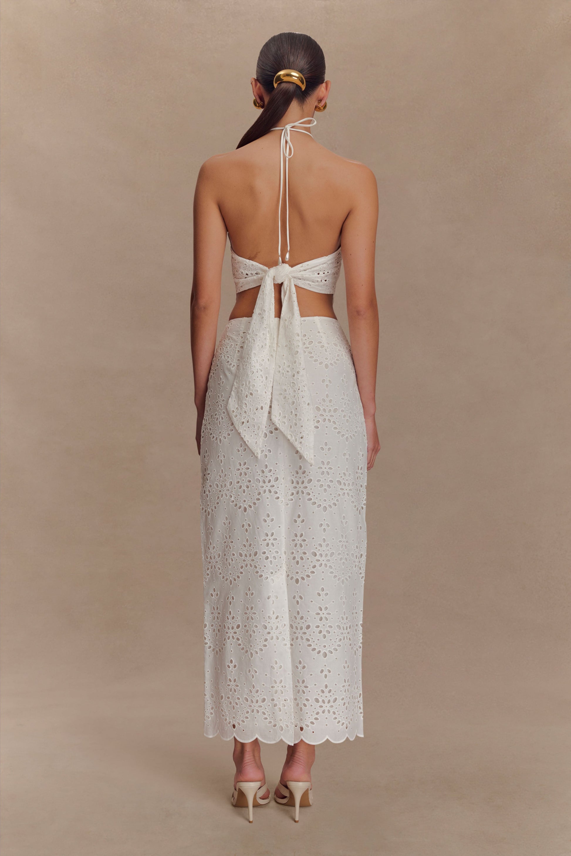 Kensley Broderie Halter Top - White #6