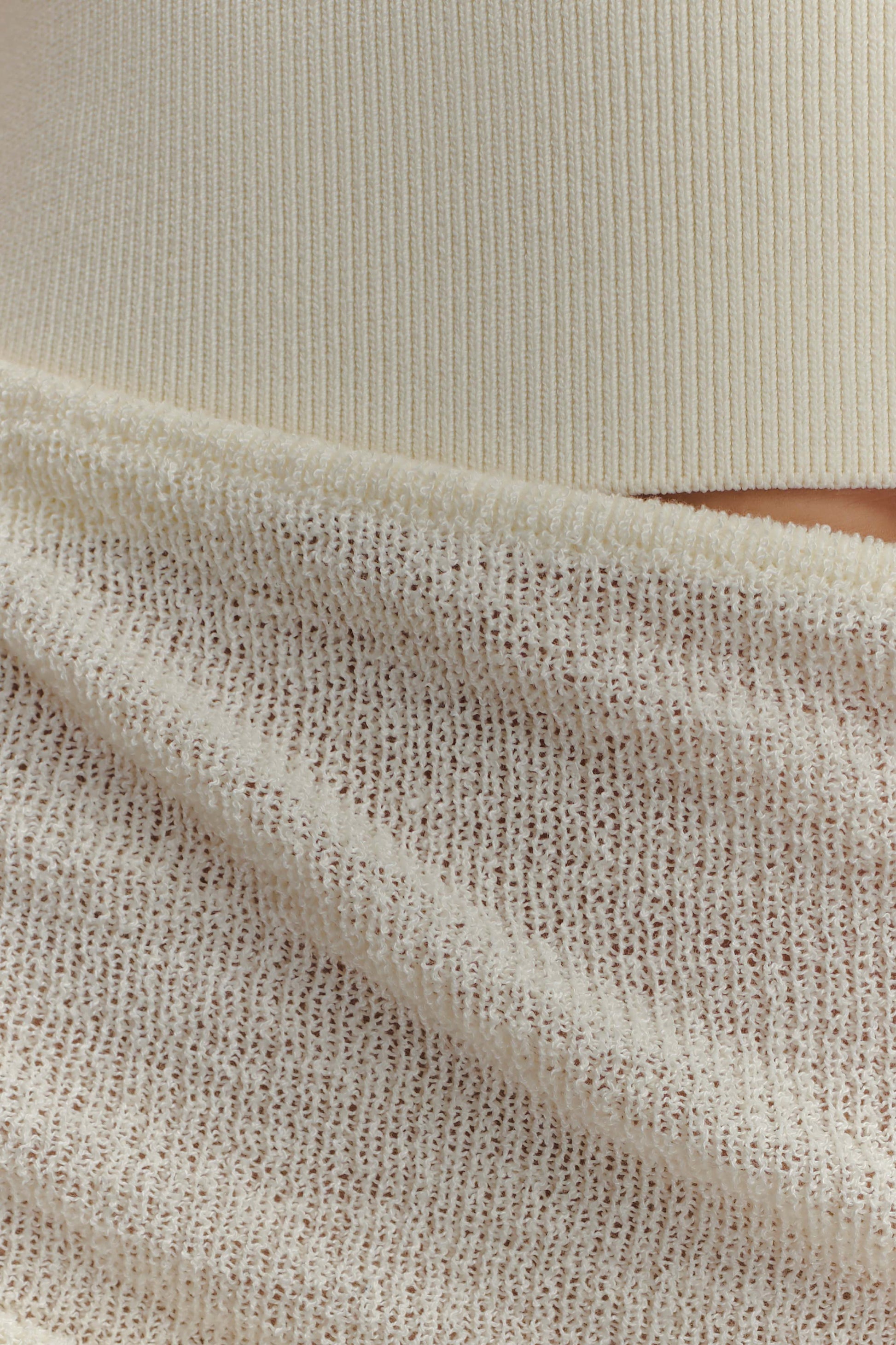 Cali Drape Skirt Knit Mini Dress - Ivory #7