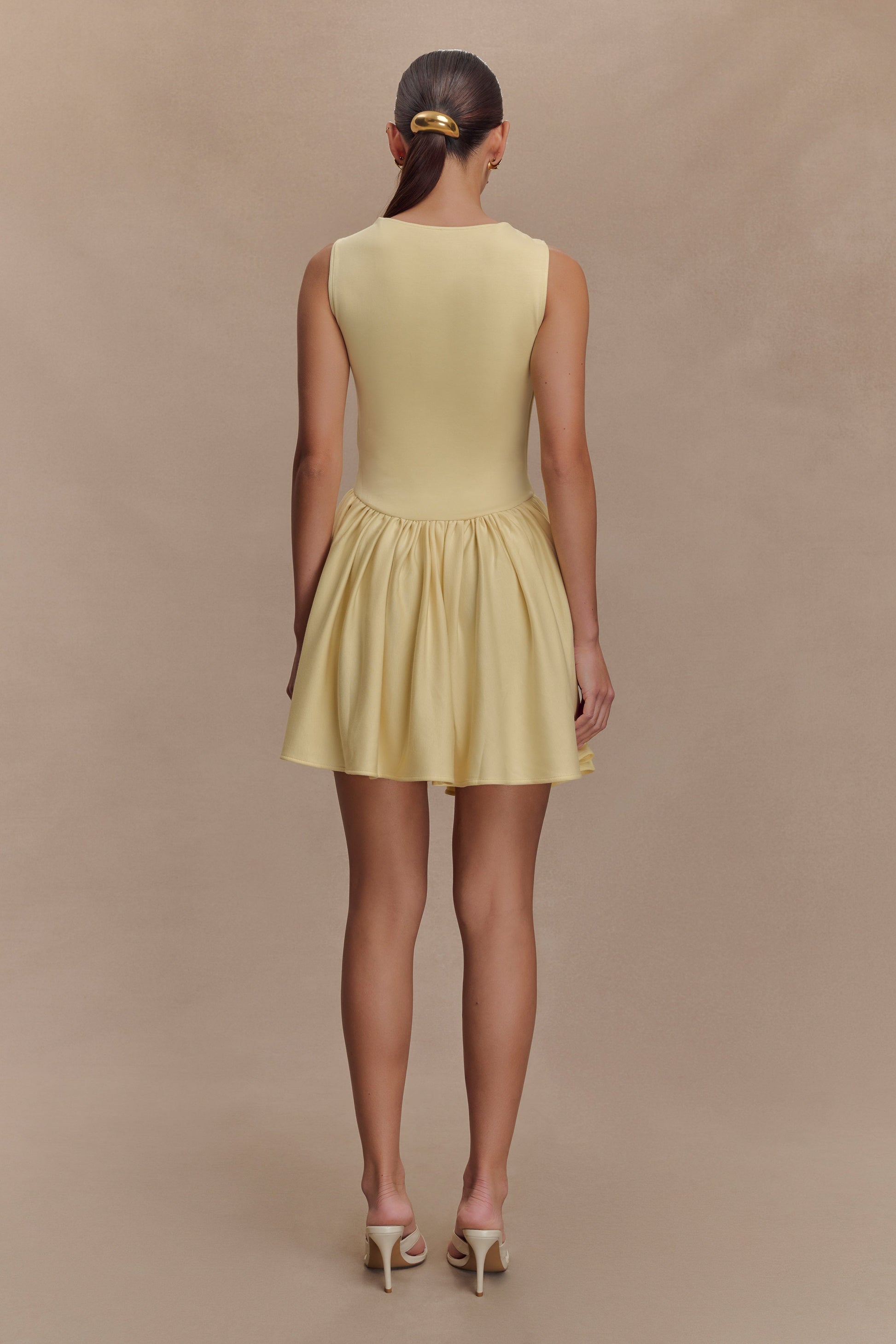Sharon Scuba Jersey Mini Dress - Pastel Lemon #2