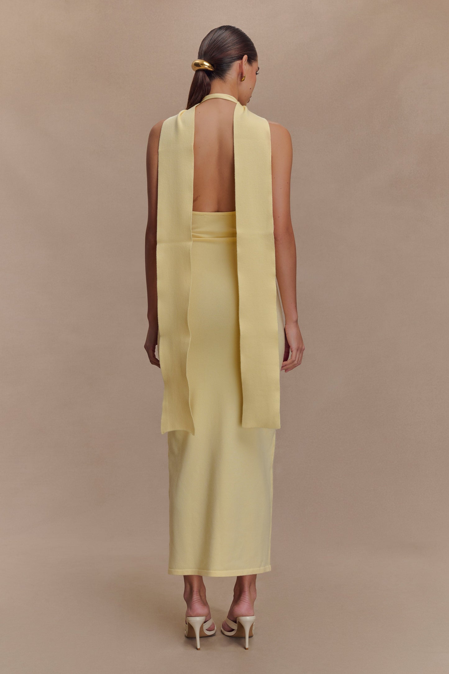 Wynn Floral Knit Midi Dress - Lemon