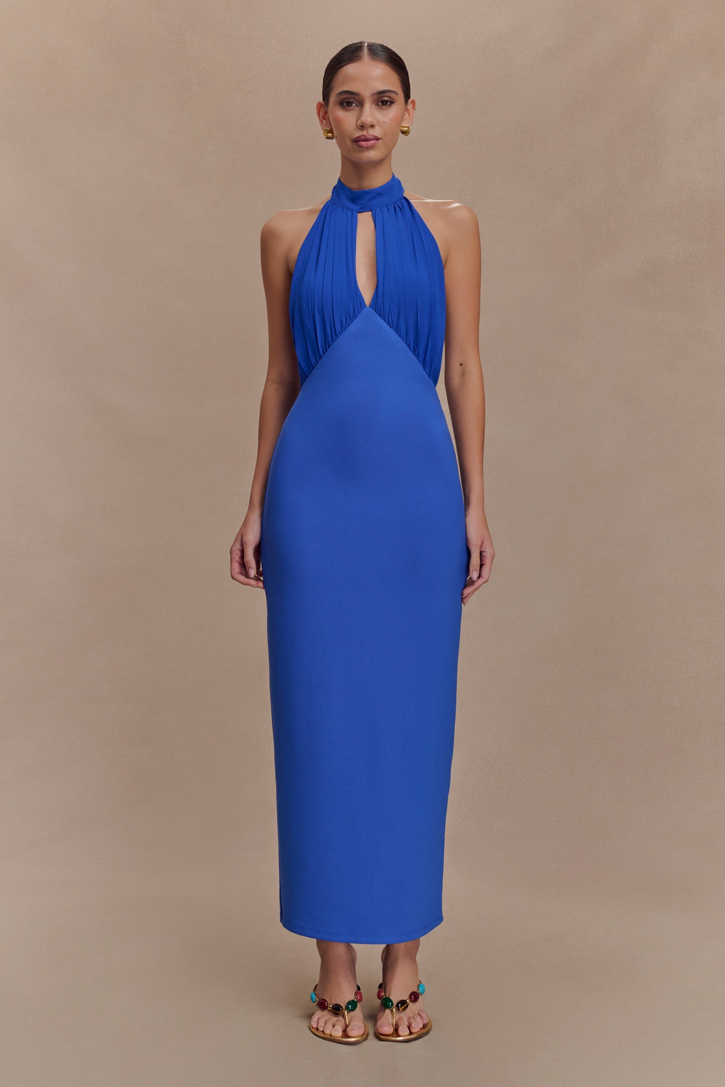 Mierah Halter Midi Dress - Cobalt Blue