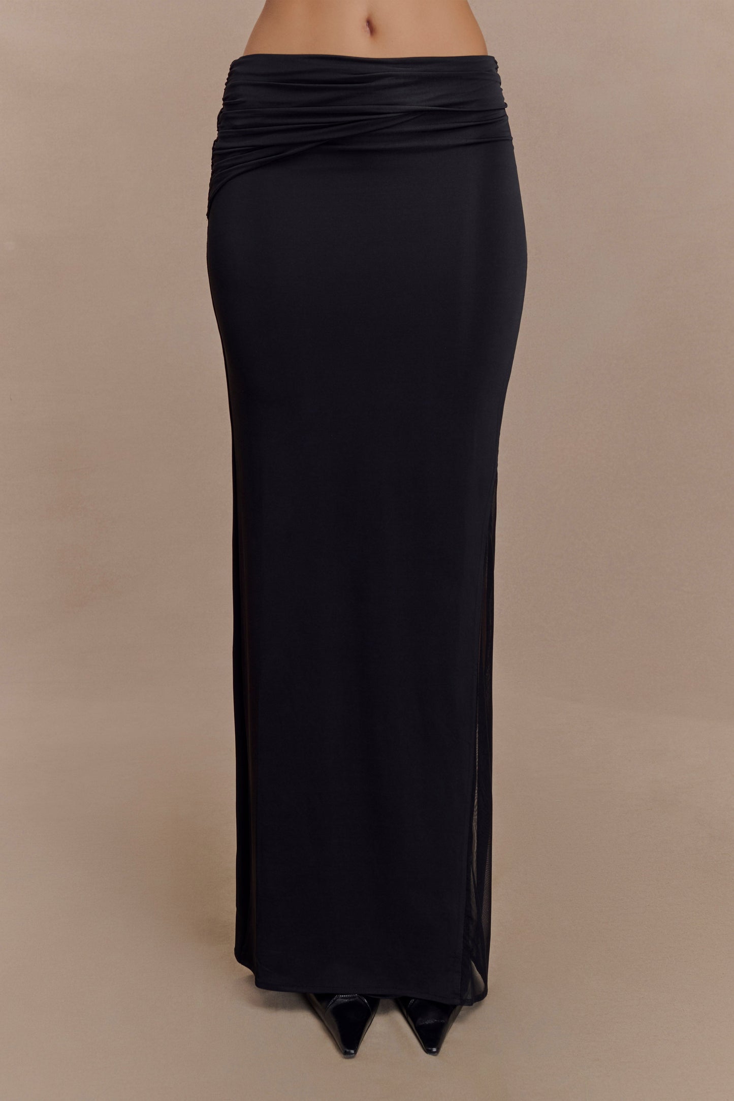 Judy Slinky And Mesh Maxi Skirt - Black